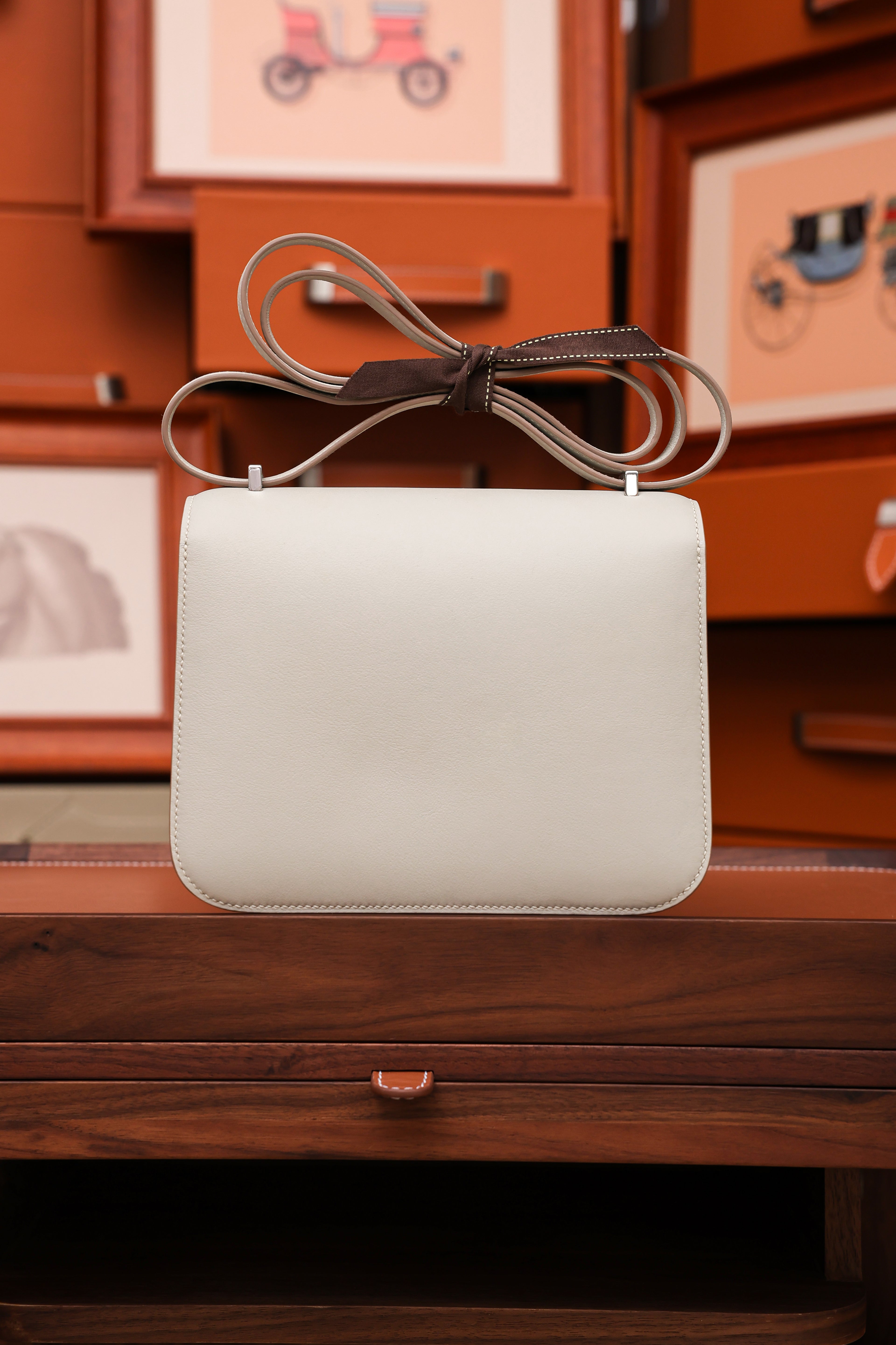 Constance- All Handmade Golden / Sliver  Craie lizard/ep leather