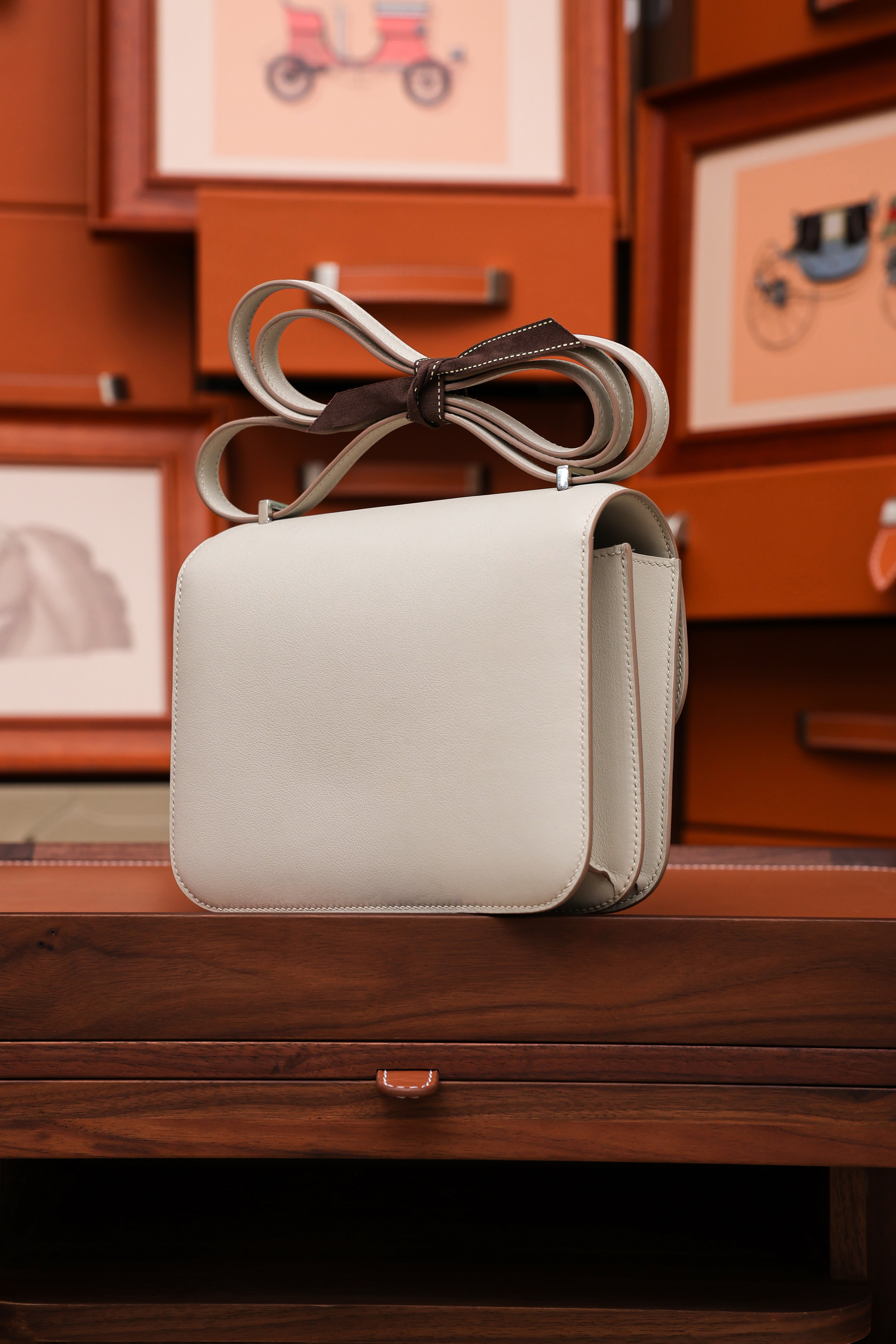 Constance- All Handmade Golden / Sliver  Craie lizard/ep leather