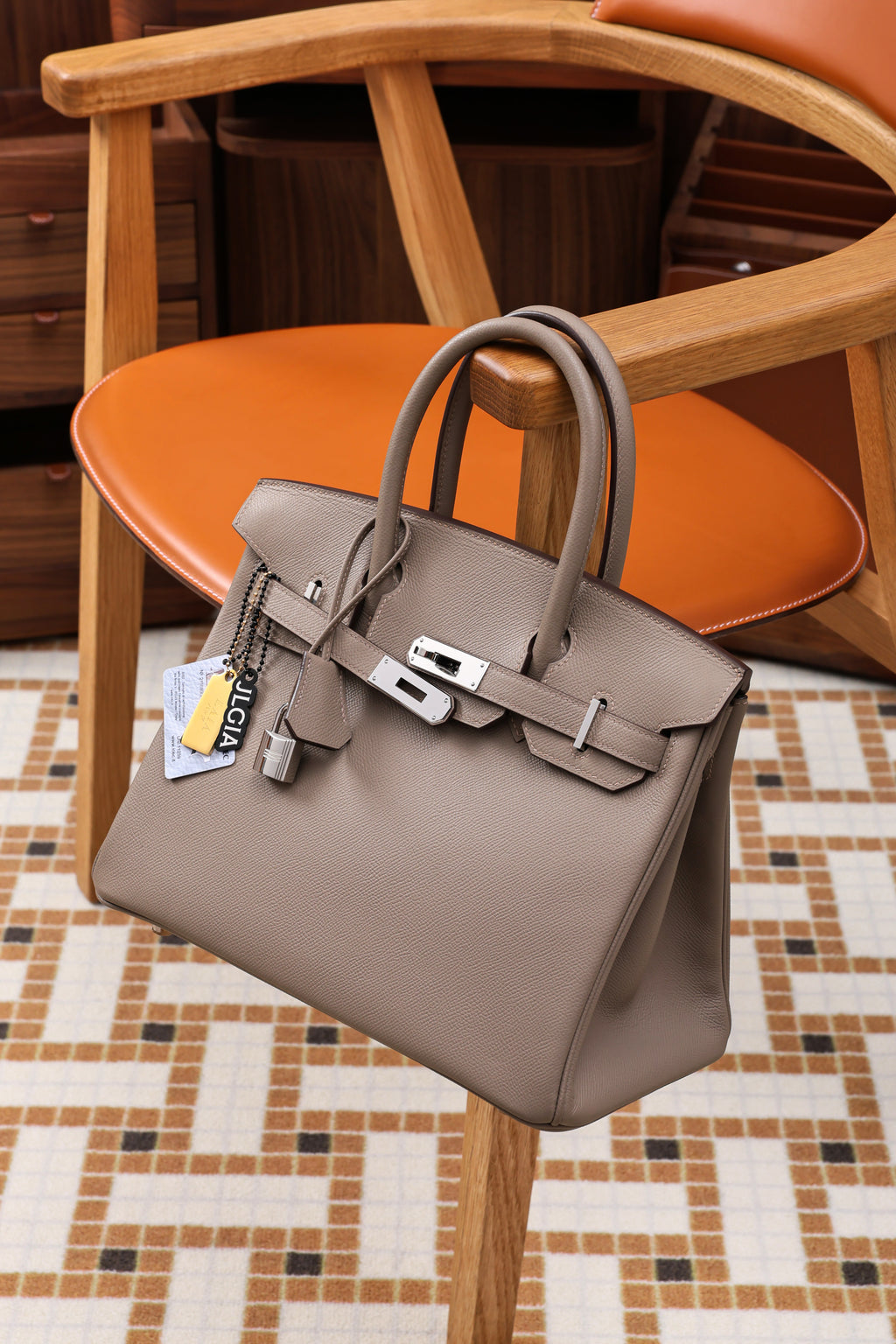 Birkin- All Handmade Golden / Sliver Etoupe ep leather