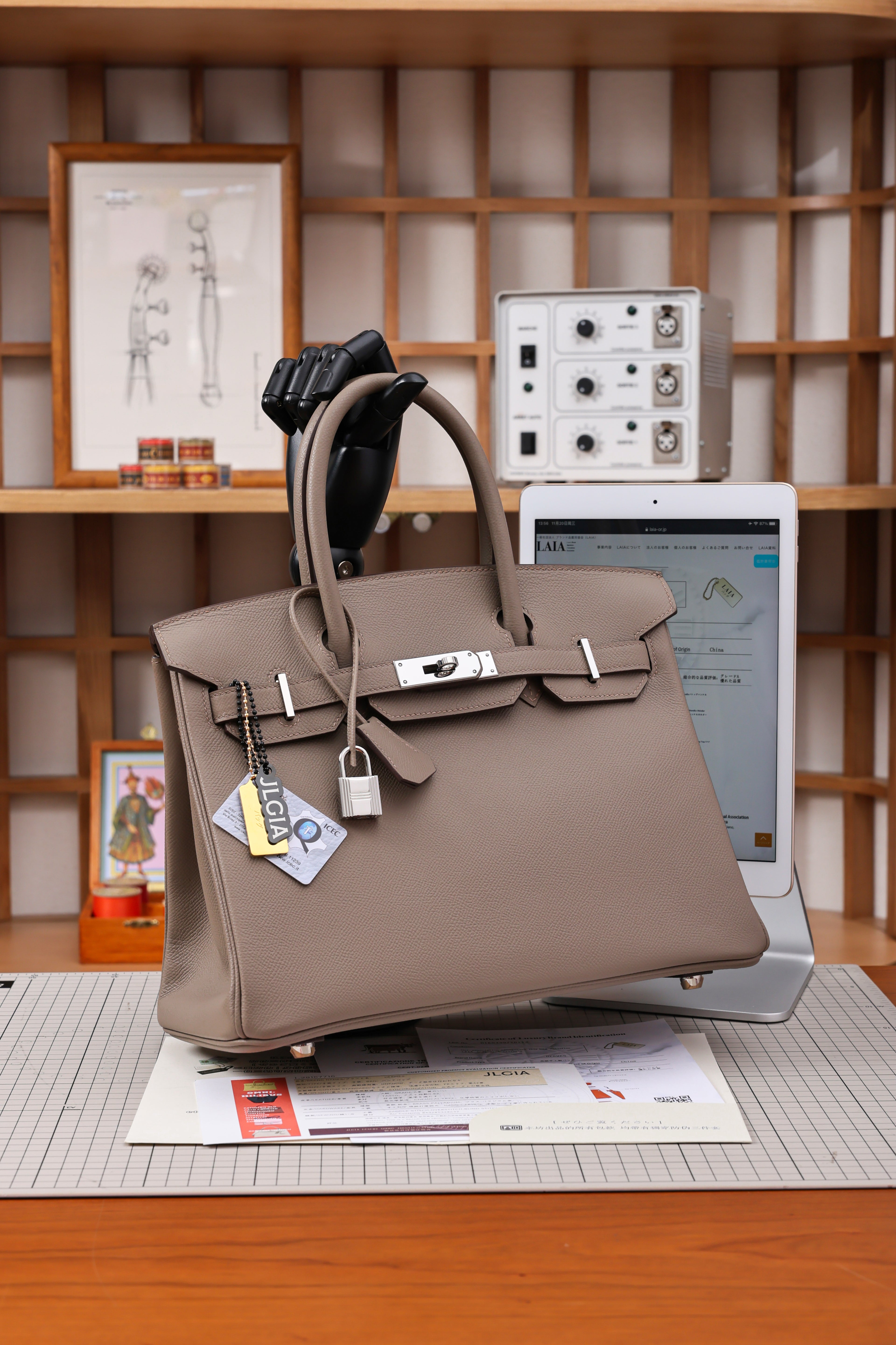 Birkin- All Handmade Golden / Sliver Etoupe ep leather