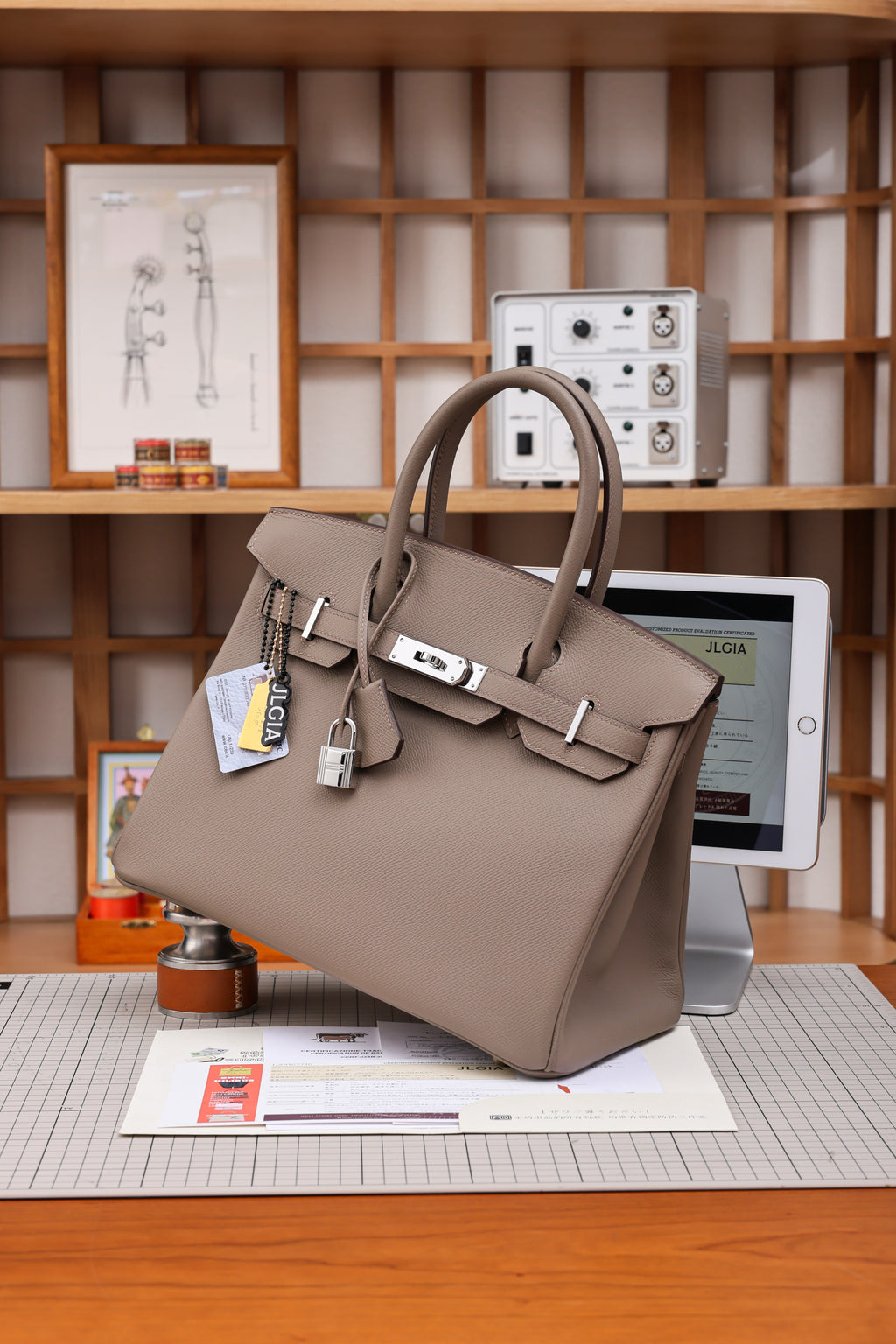 Birkin- All Handmade Golden / Sliver Etoupe ep leather