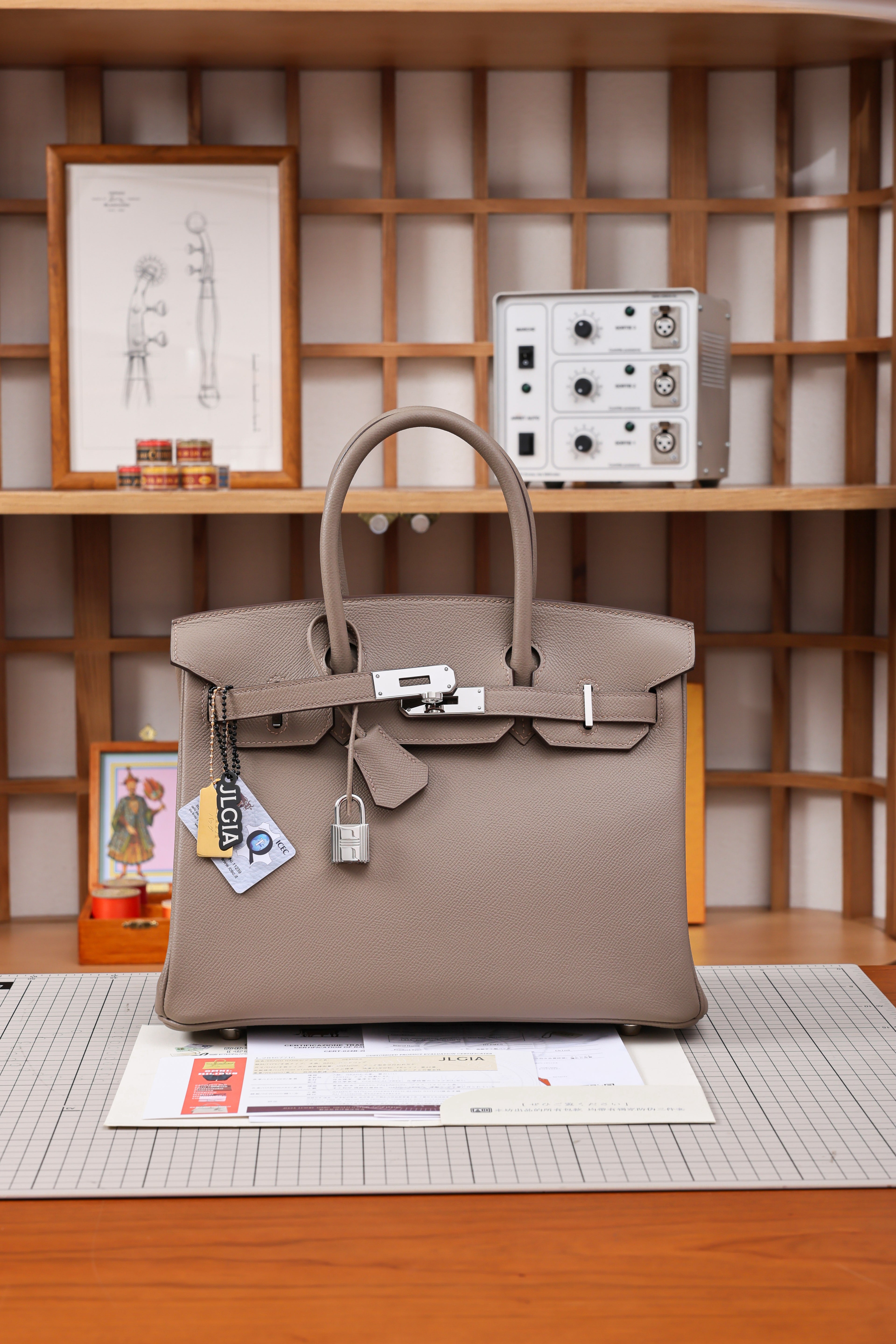 Birkin- All Handmade Golden / Sliver Etoupe ep leather