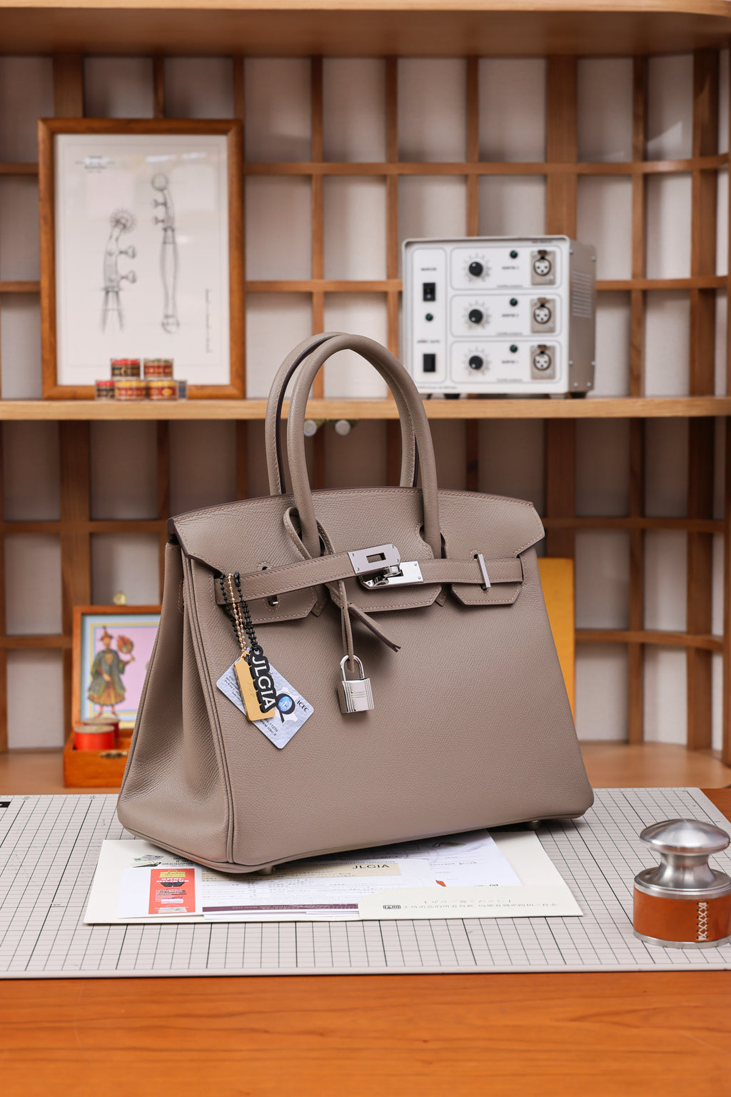 Birkin- All Handmade Golden / Sliver Etoupe ep leather