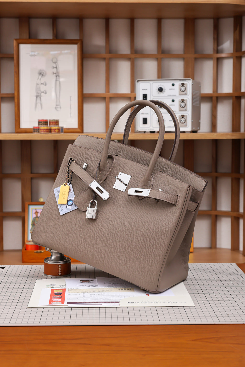 Birkin- All Handmade Golden / Sliver Etoupe ep leather