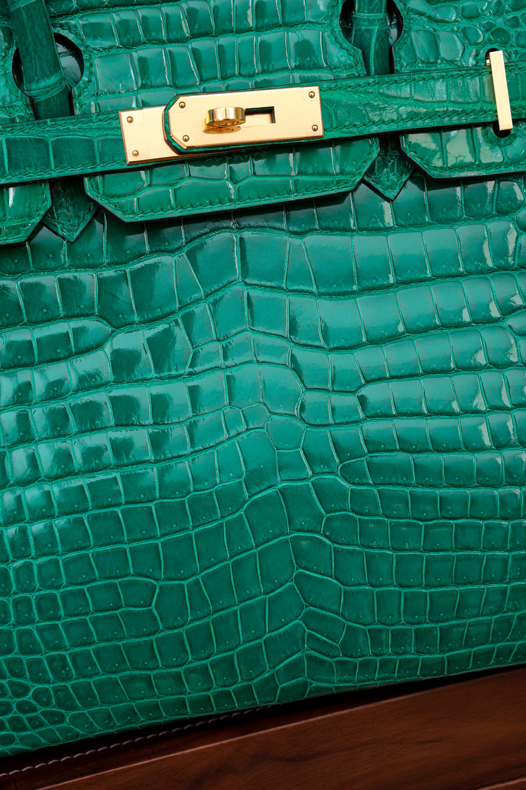 Birkin- All Handmade Golden / Sliver Imperial Green Crocodile leather