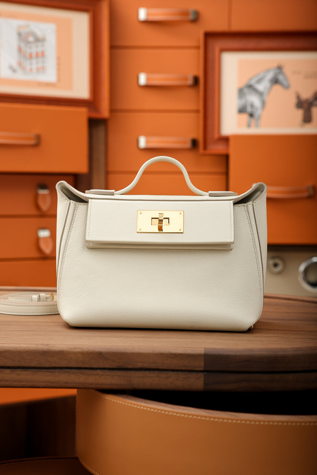 2424- All Handmade Golden / Sliver Hardware Blanc TC eather