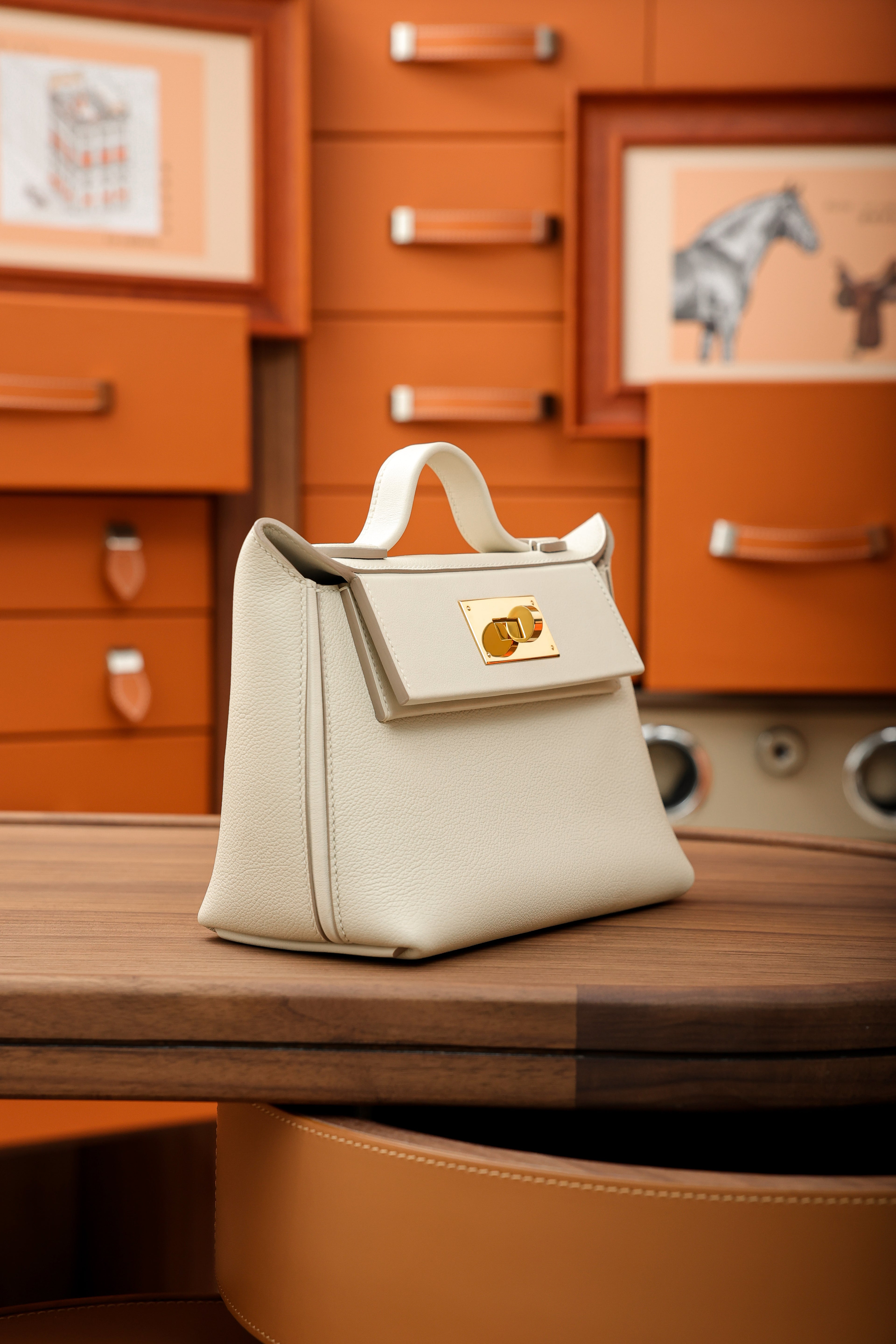 2424- All Handmade Golden / Sliver Hardware Blanc TC eather