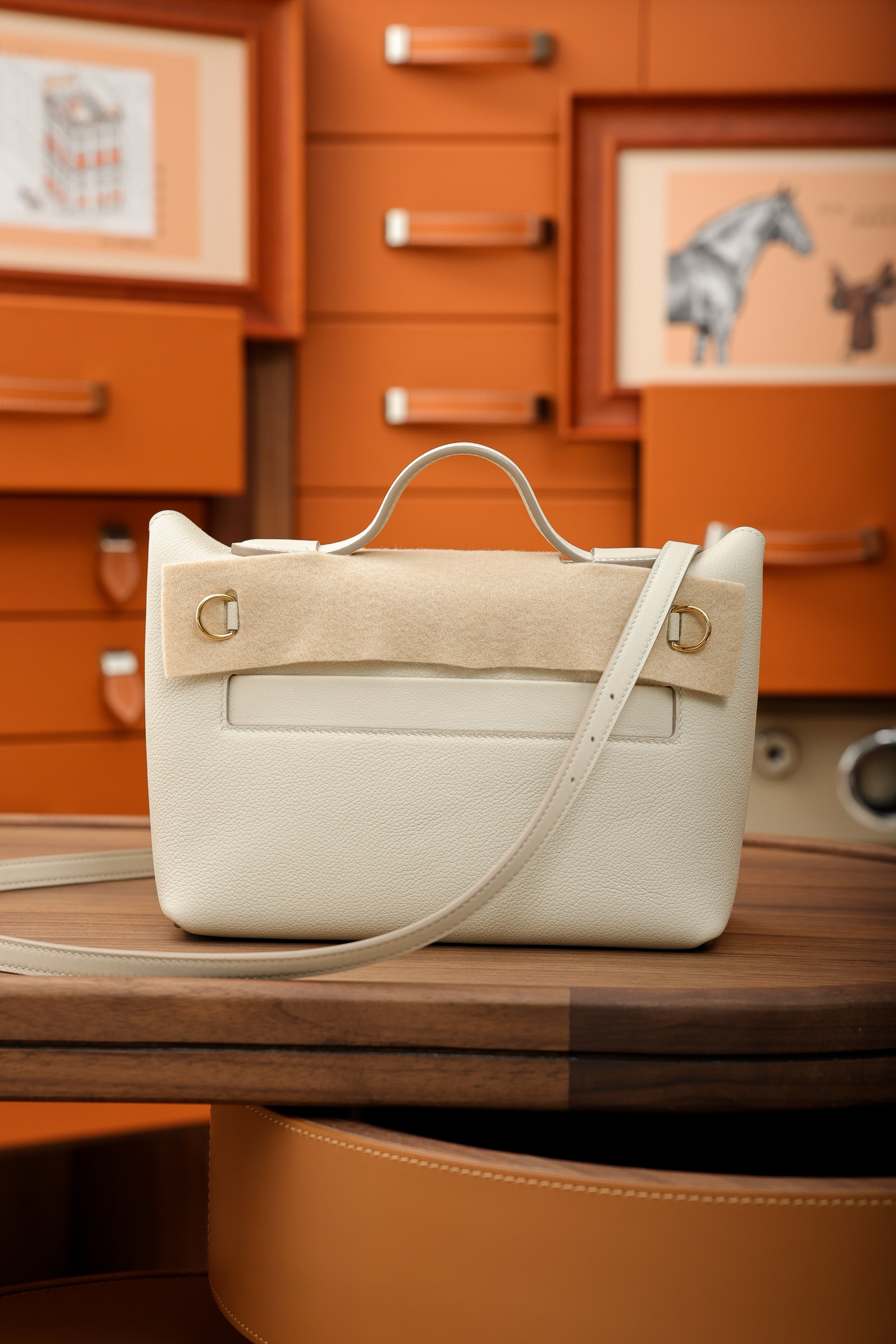 2424- All Handmade Golden / Sliver Hardware Blanc TC eather