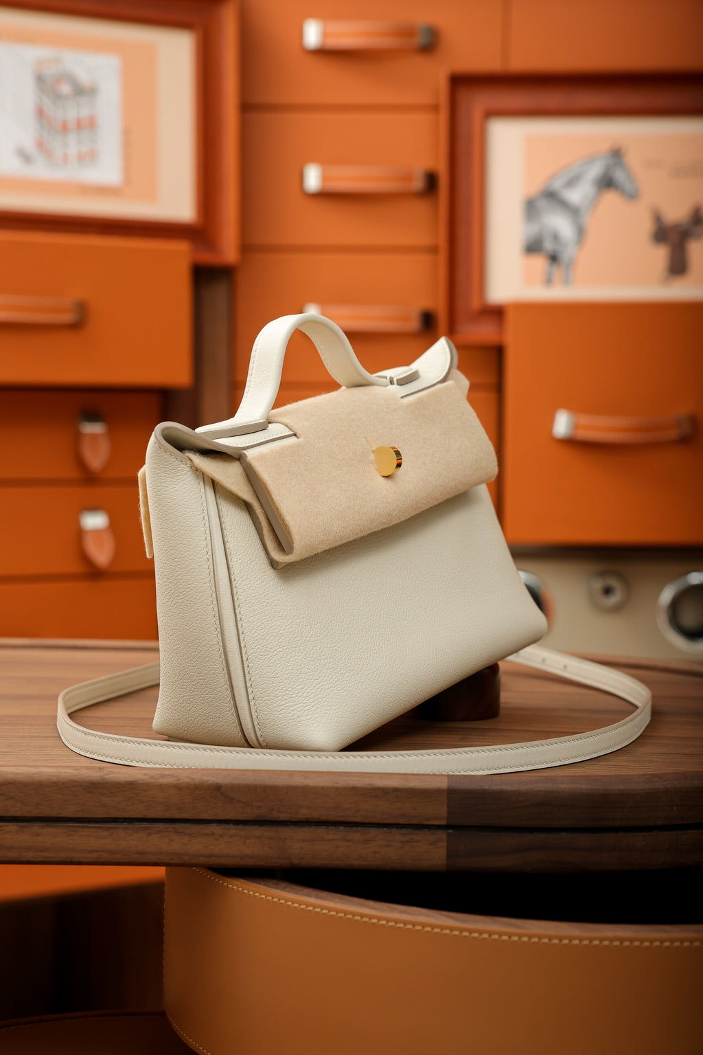 2424- All Handmade Golden / Sliver Hardware Blanc TC eather