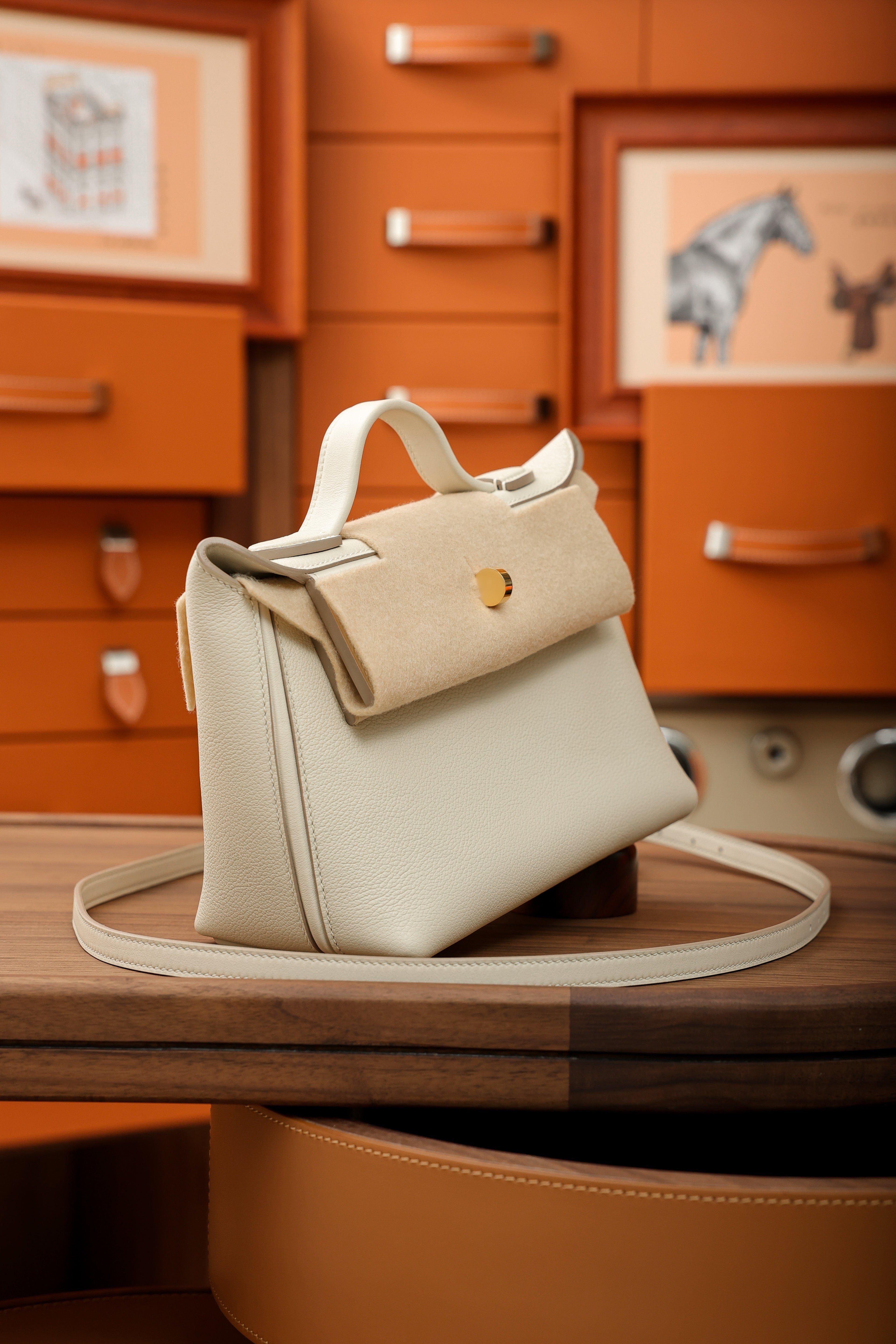 2424- All Handmade Golden / Sliver Hardware Blanc TC eather