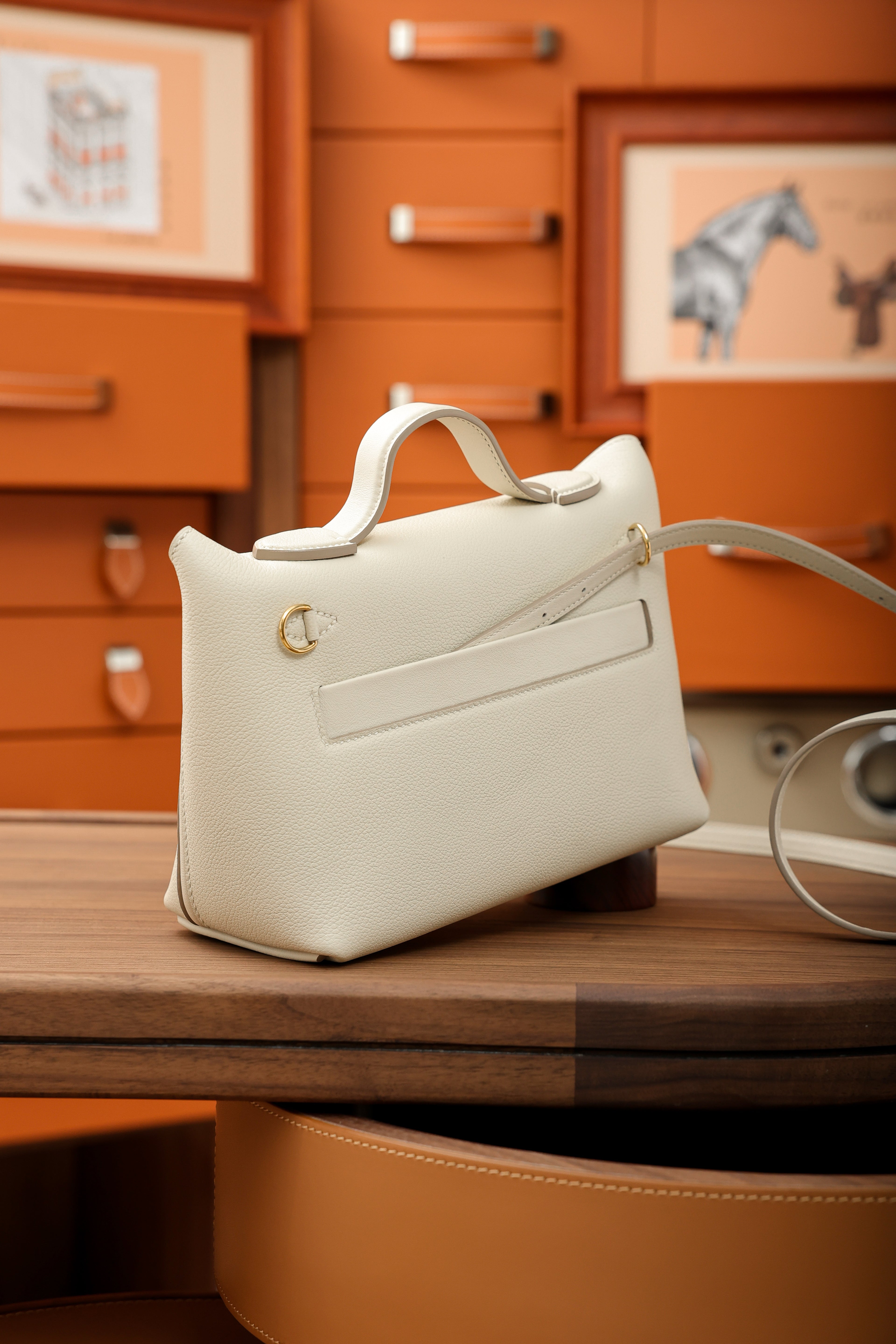 2424- All Handmade Golden / Sliver Hardware Blanc TC eather