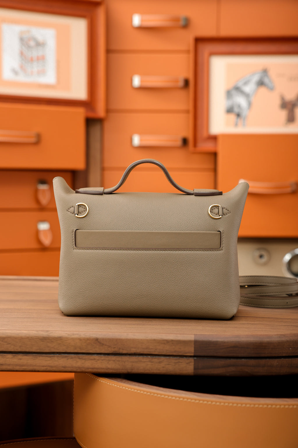 2424- All Handmade Golden / Sliver Hardware Etoupe EV leather