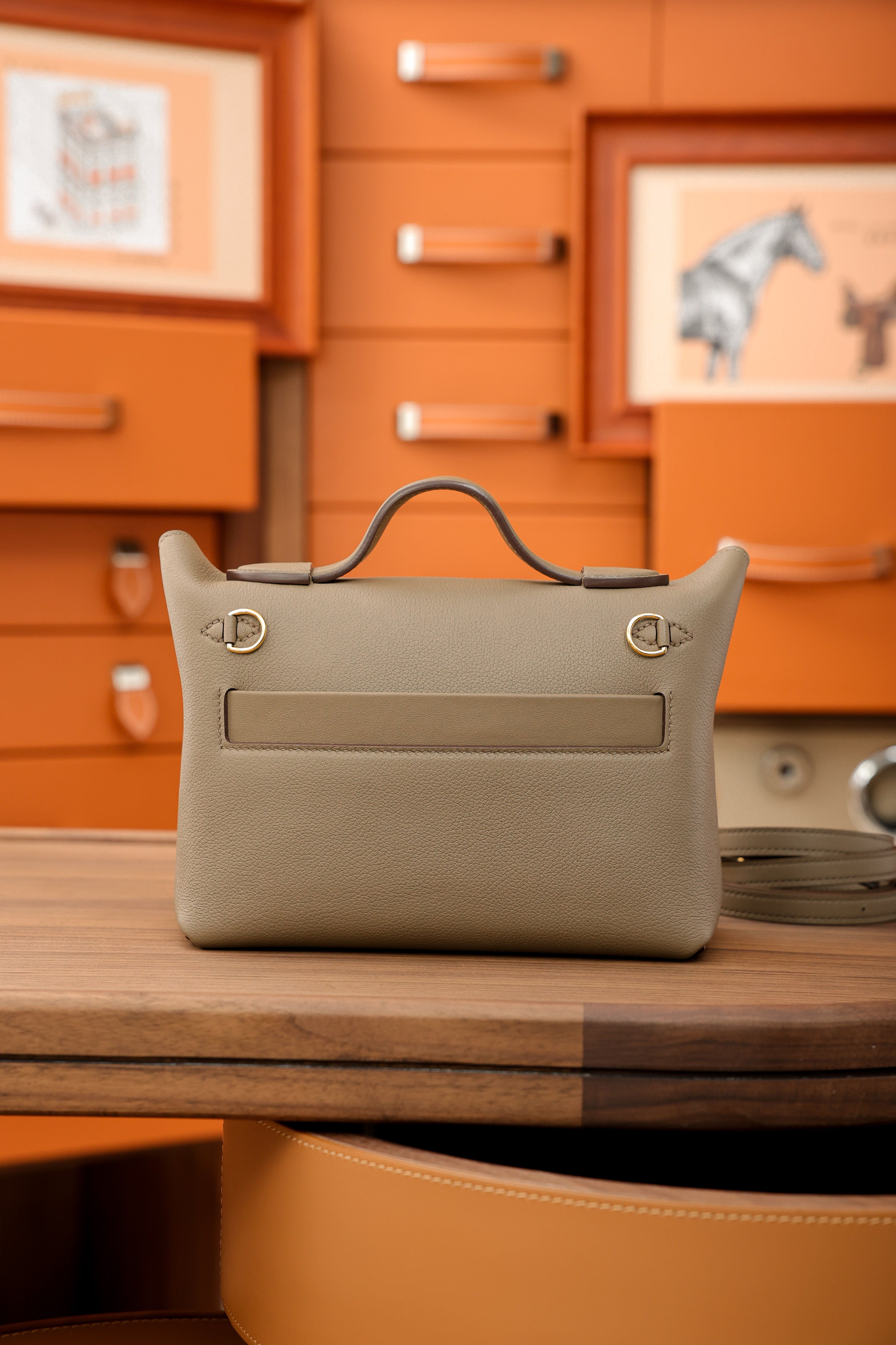 2424- All Handmade Golden / Sliver Hardware Etoupe EV leather