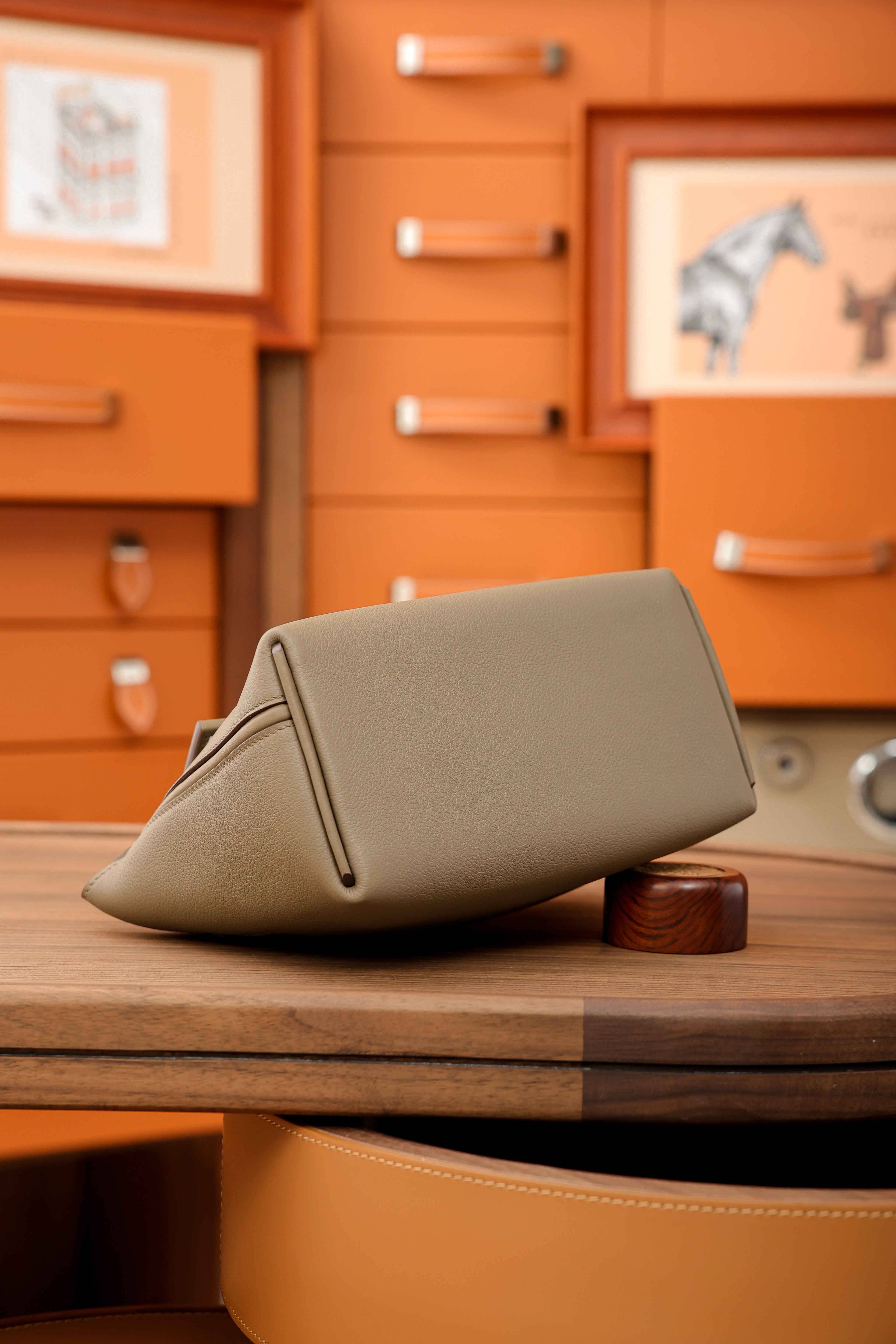 2424- All Handmade Golden / Sliver Hardware Etoupe EV leather