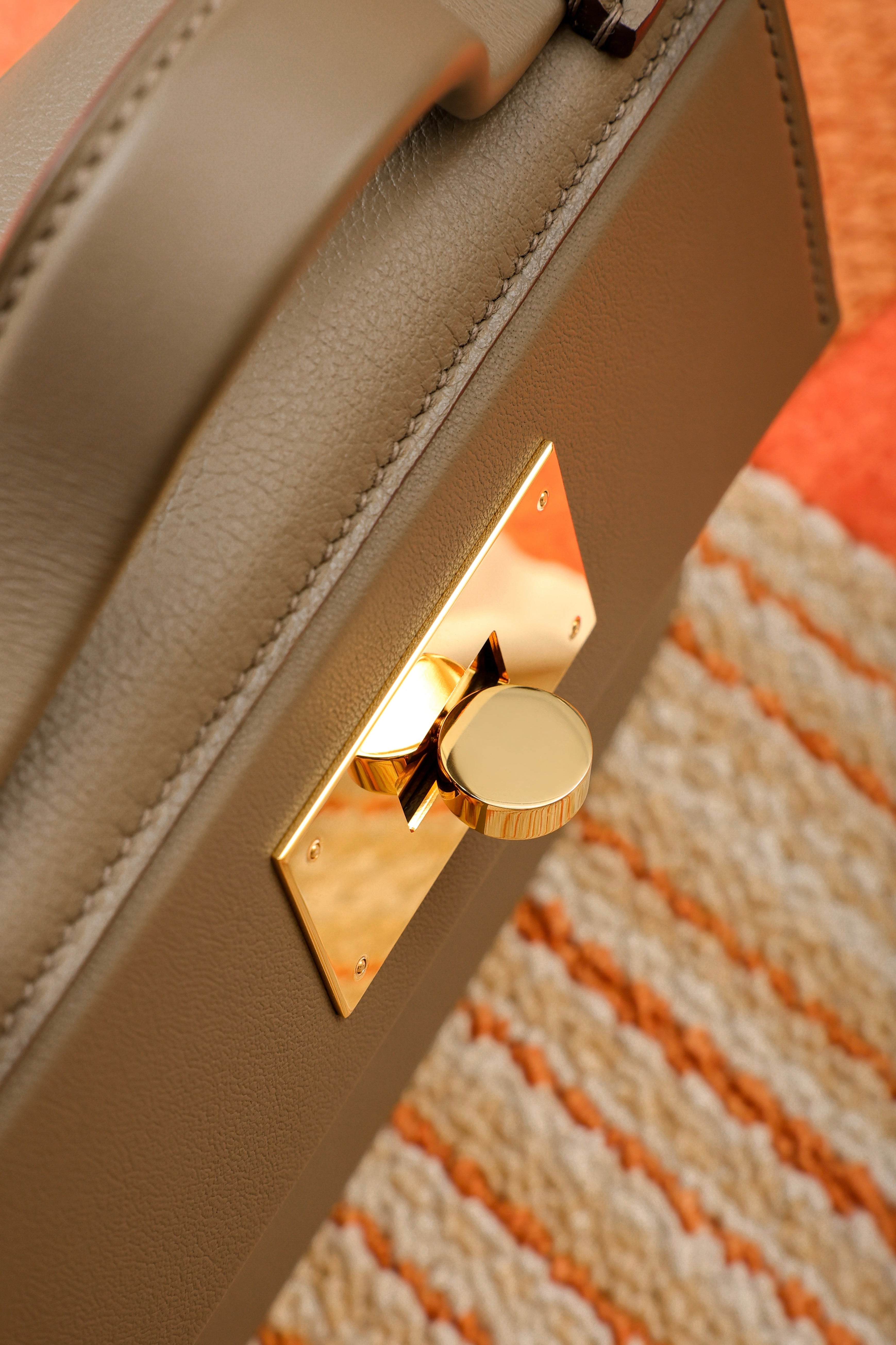 2424- All Handmade Golden / Sliver Hardware Etoupe EV leather