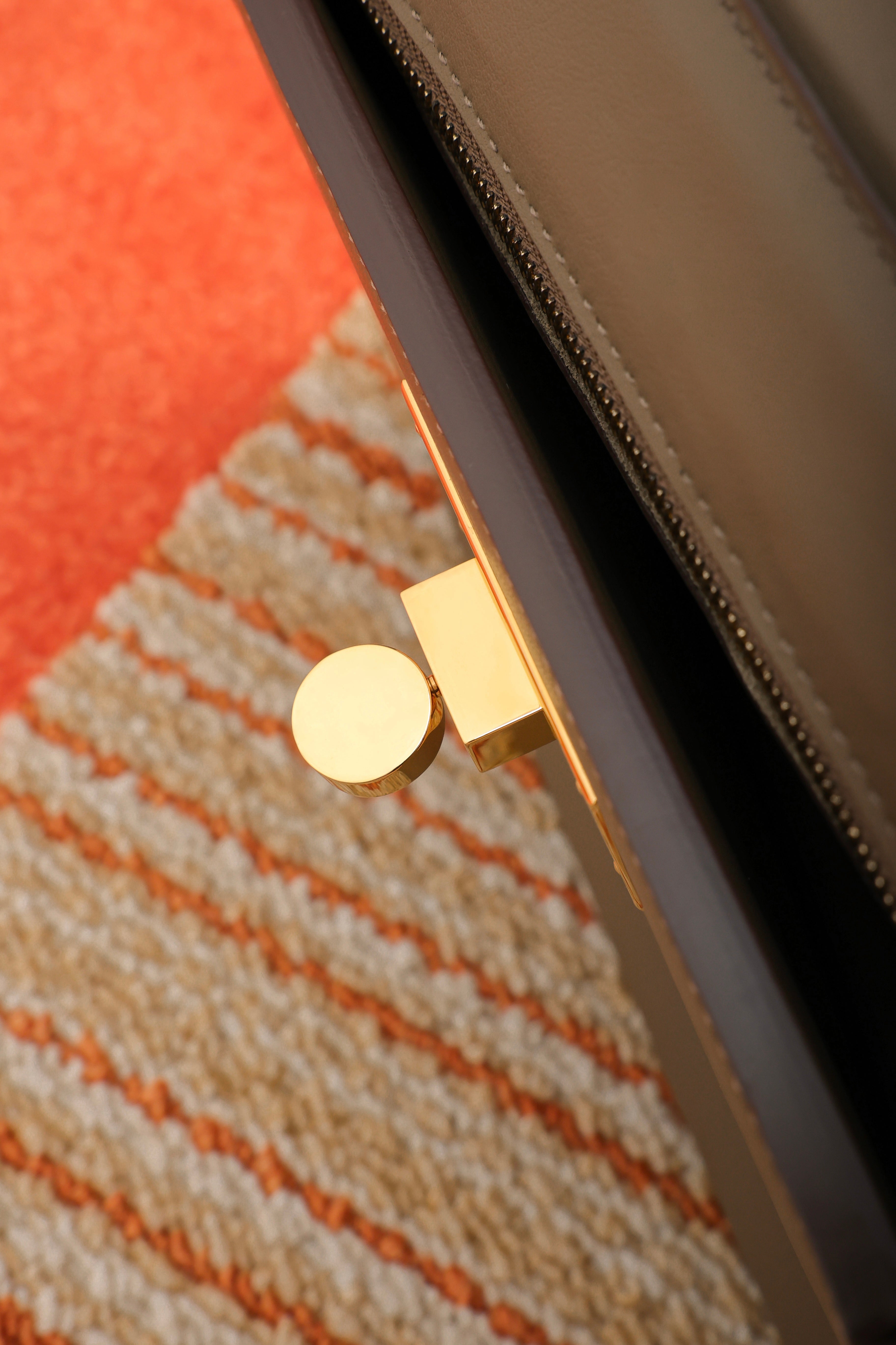 2424- All Handmade Golden / Sliver Hardware Etoupe EV leather