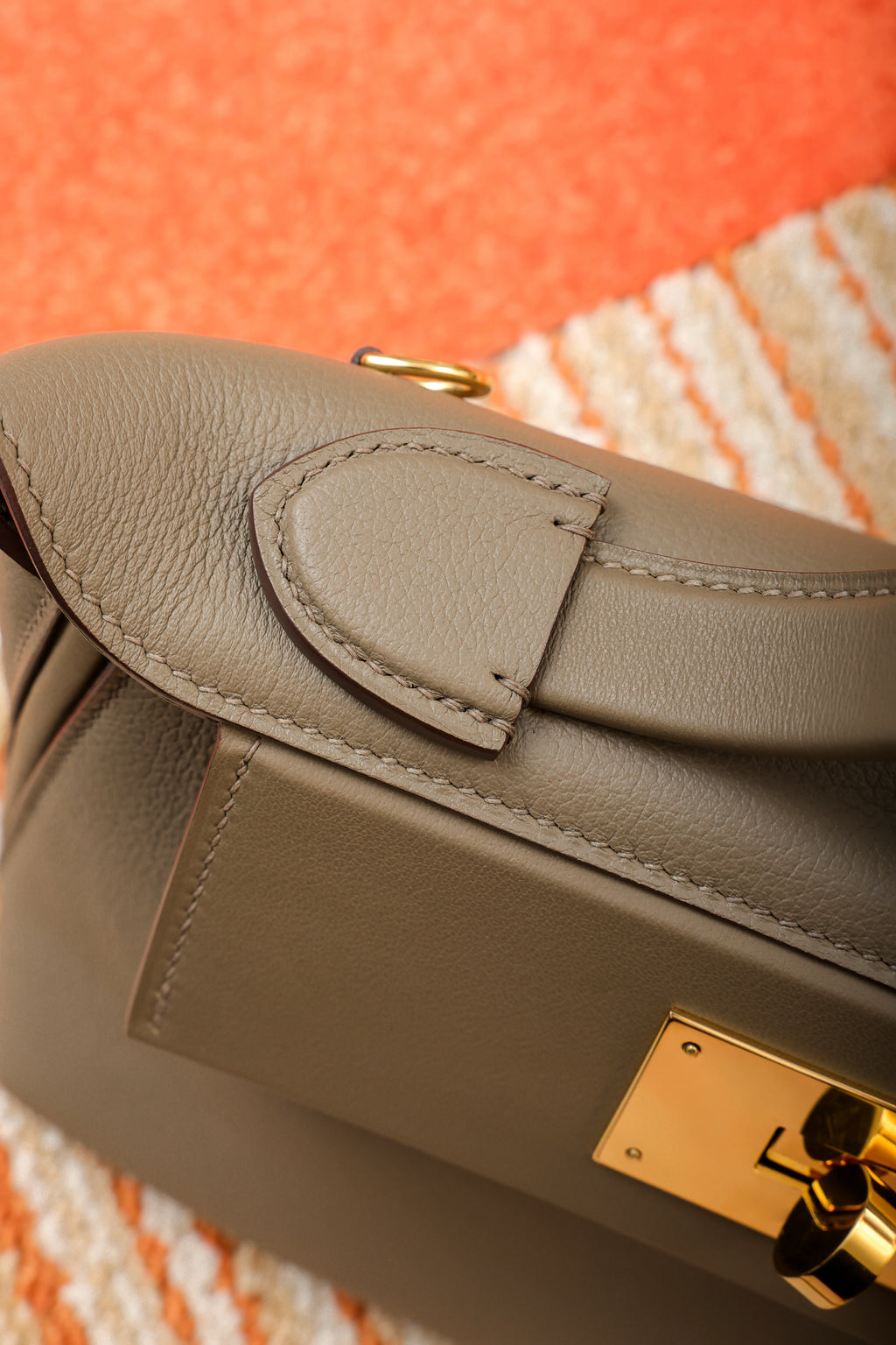 2424- All Handmade Golden / Sliver Hardware Etoupe EV leather