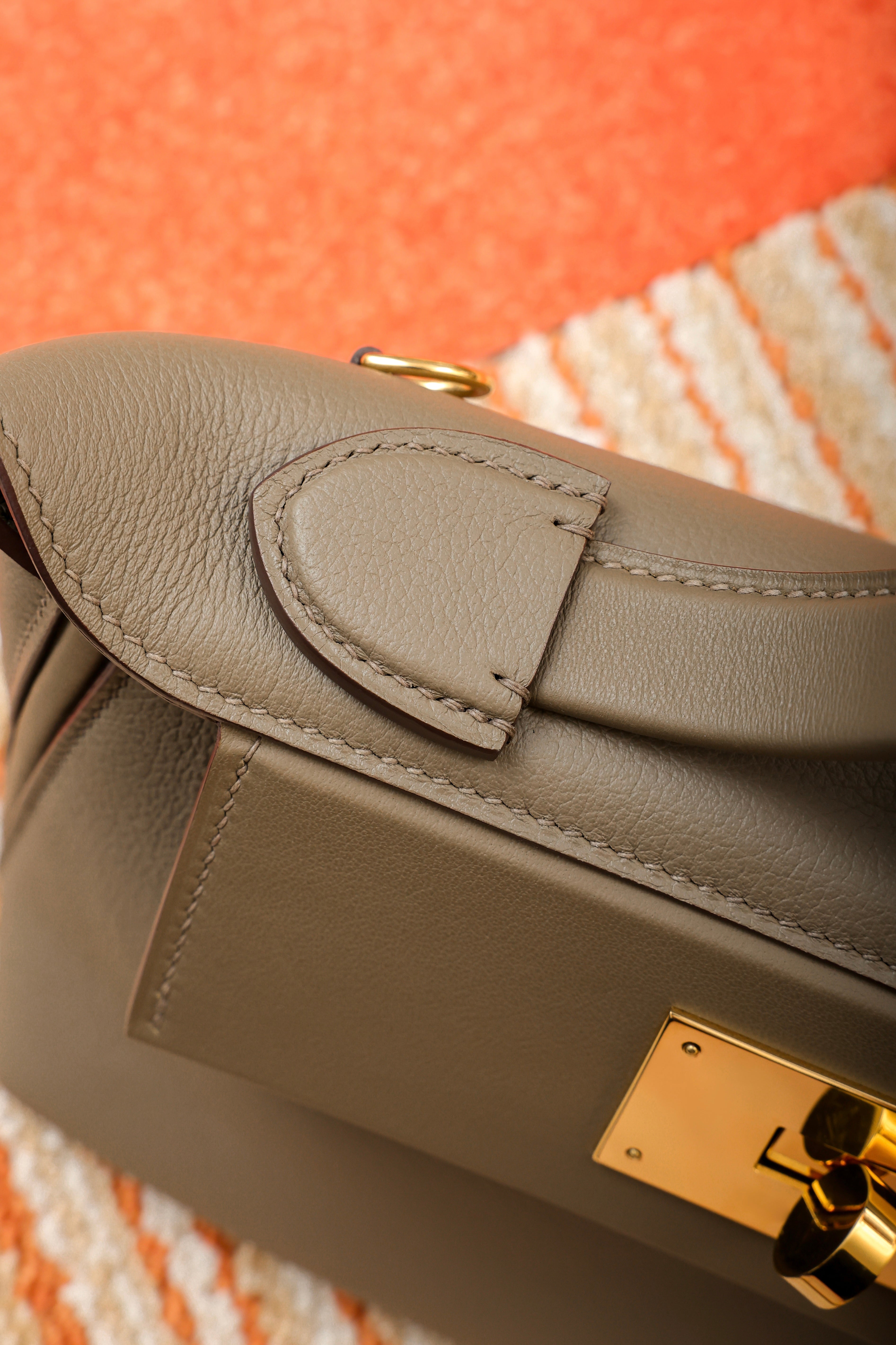 2424- All Handmade Golden / Sliver Hardware Etoupe EV leather