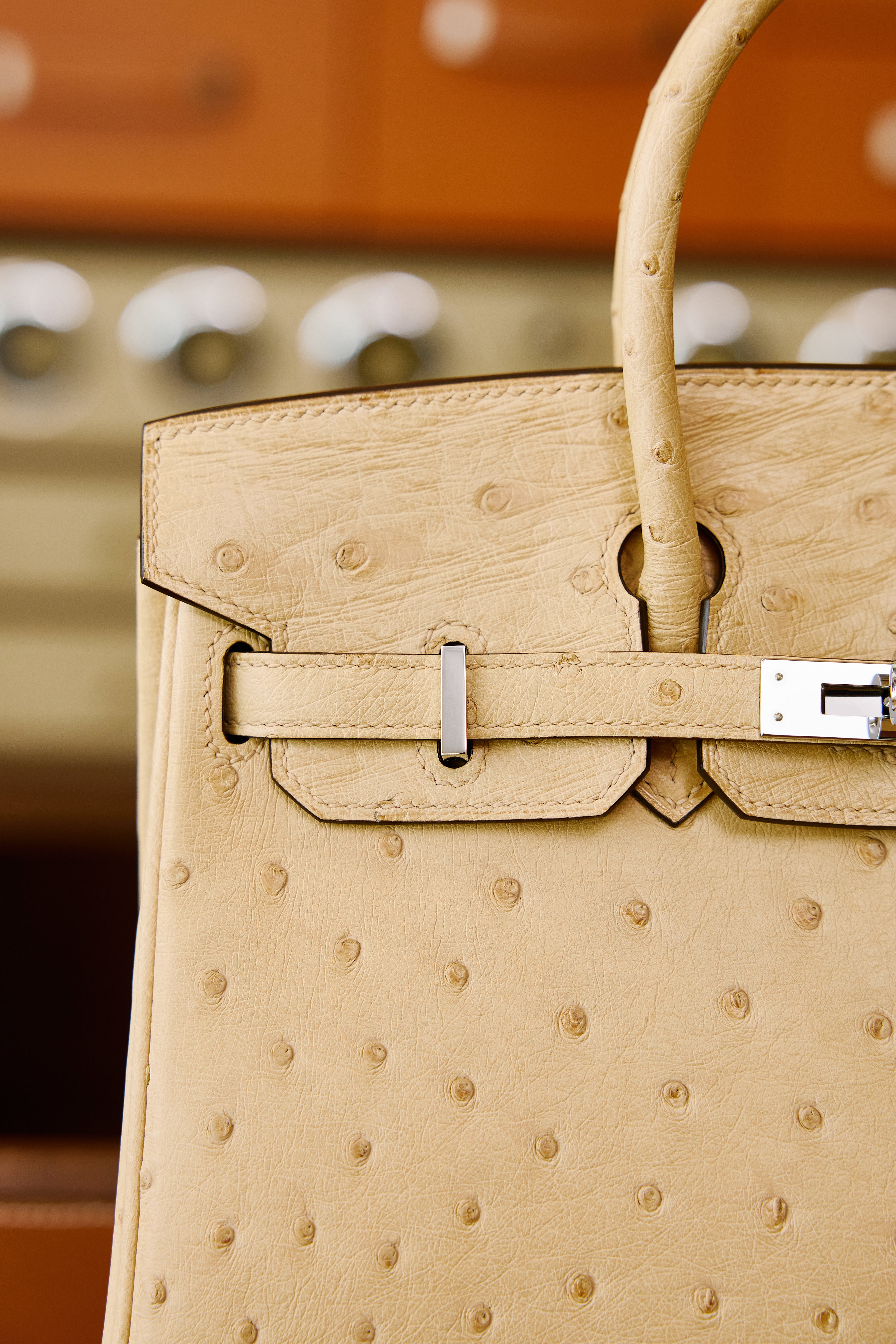 Birkin- All Handmade Golden / Sliver Chai  Ostrich leather