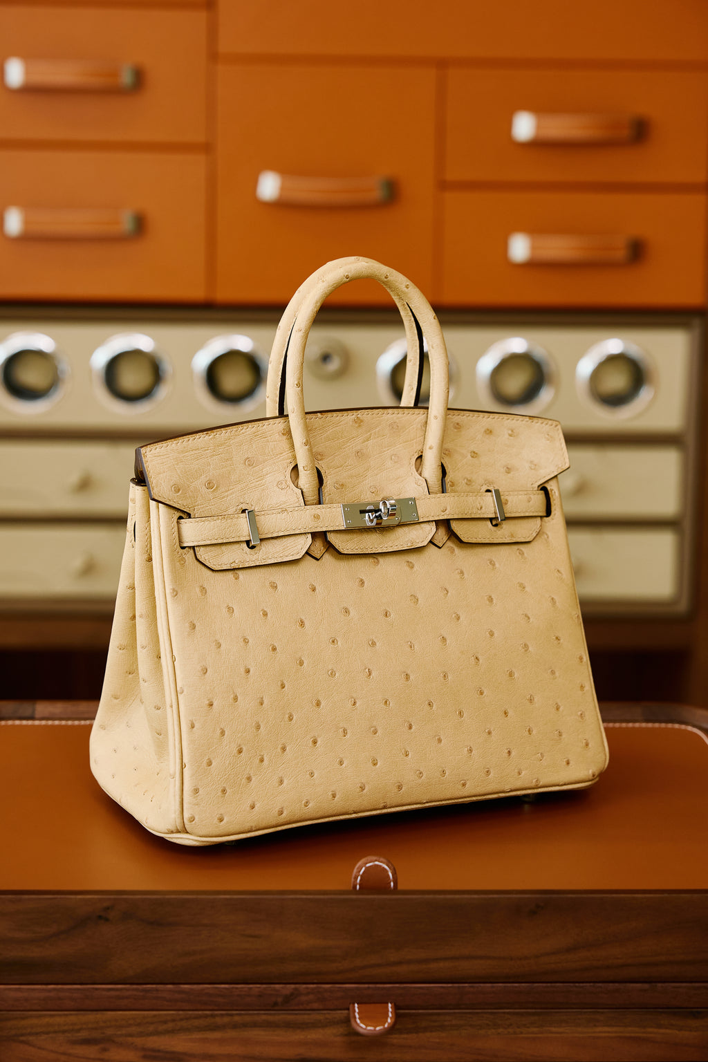 Birkin- All Handmade Golden / Sliver Chai  Ostrich leather