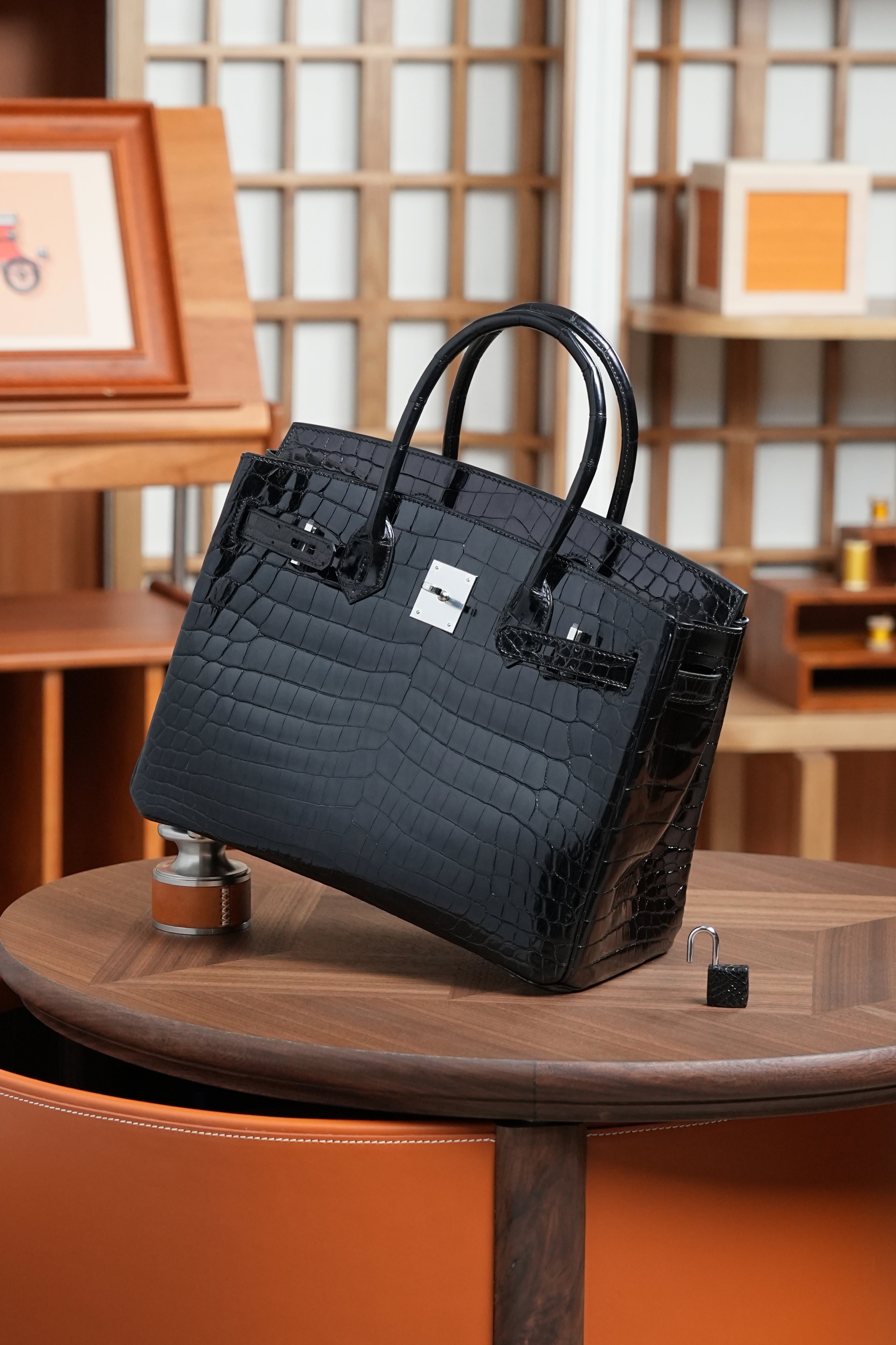 BK-2024 All Handmade Golden / Sliver Hardware Nior Bright surface Nile crocodile leather