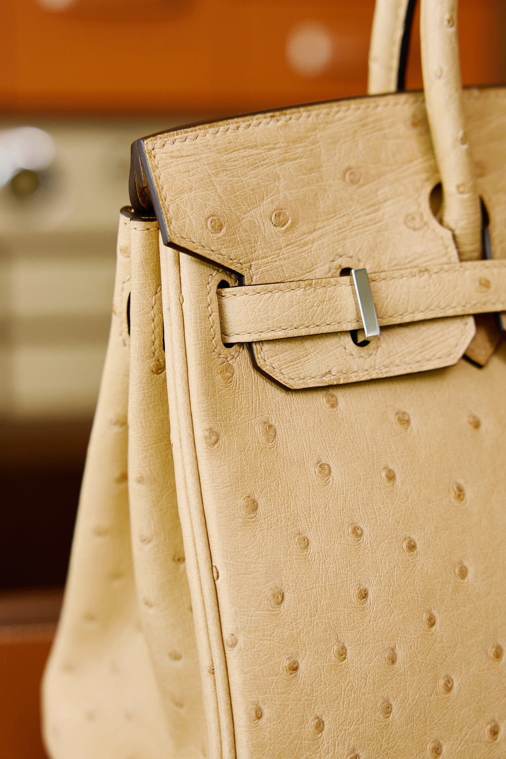 Birkin- All Handmade Golden / Sliver Chai  Ostrich leather