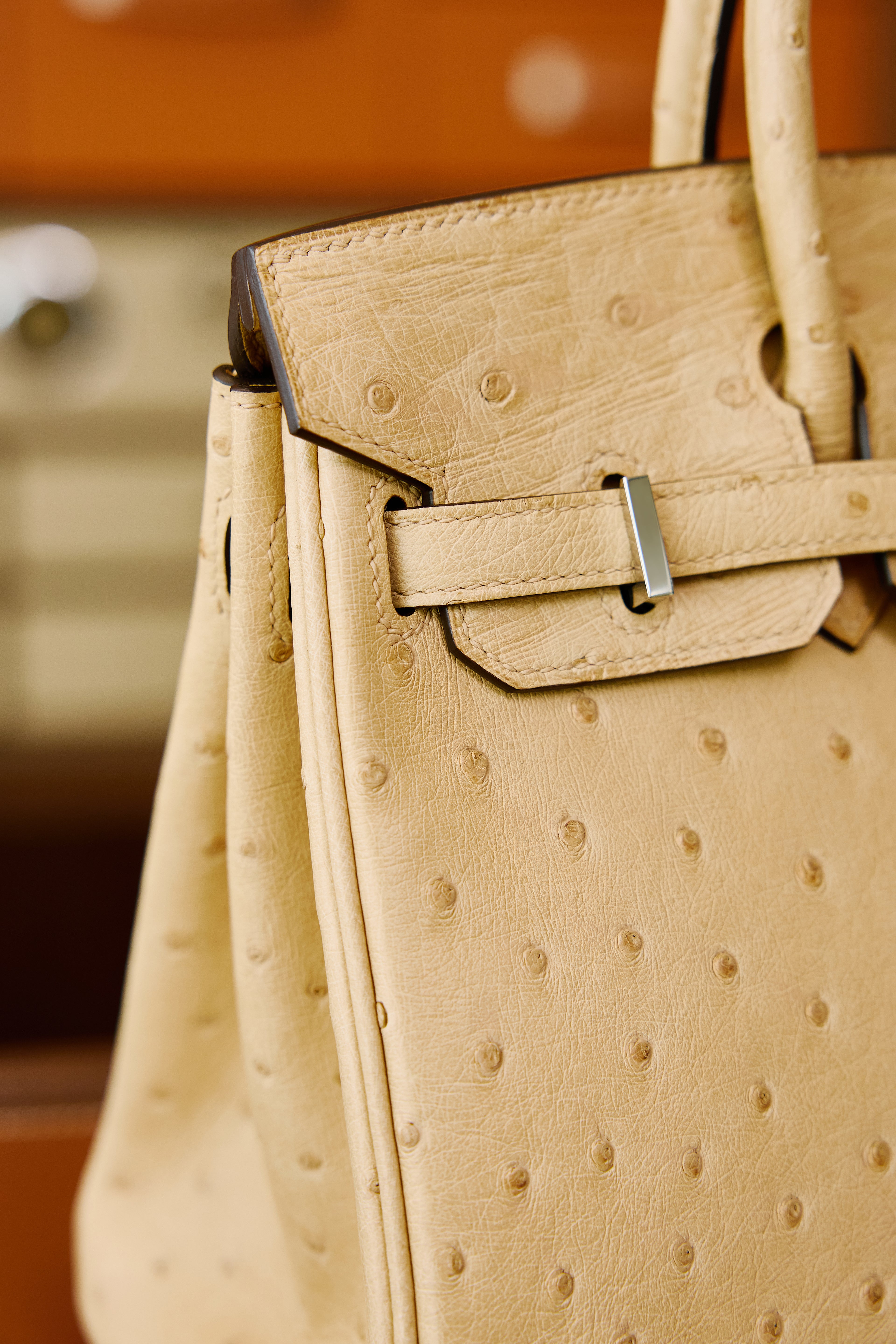 Birkin- All Handmade Golden / Sliver Chai  Ostrich leather