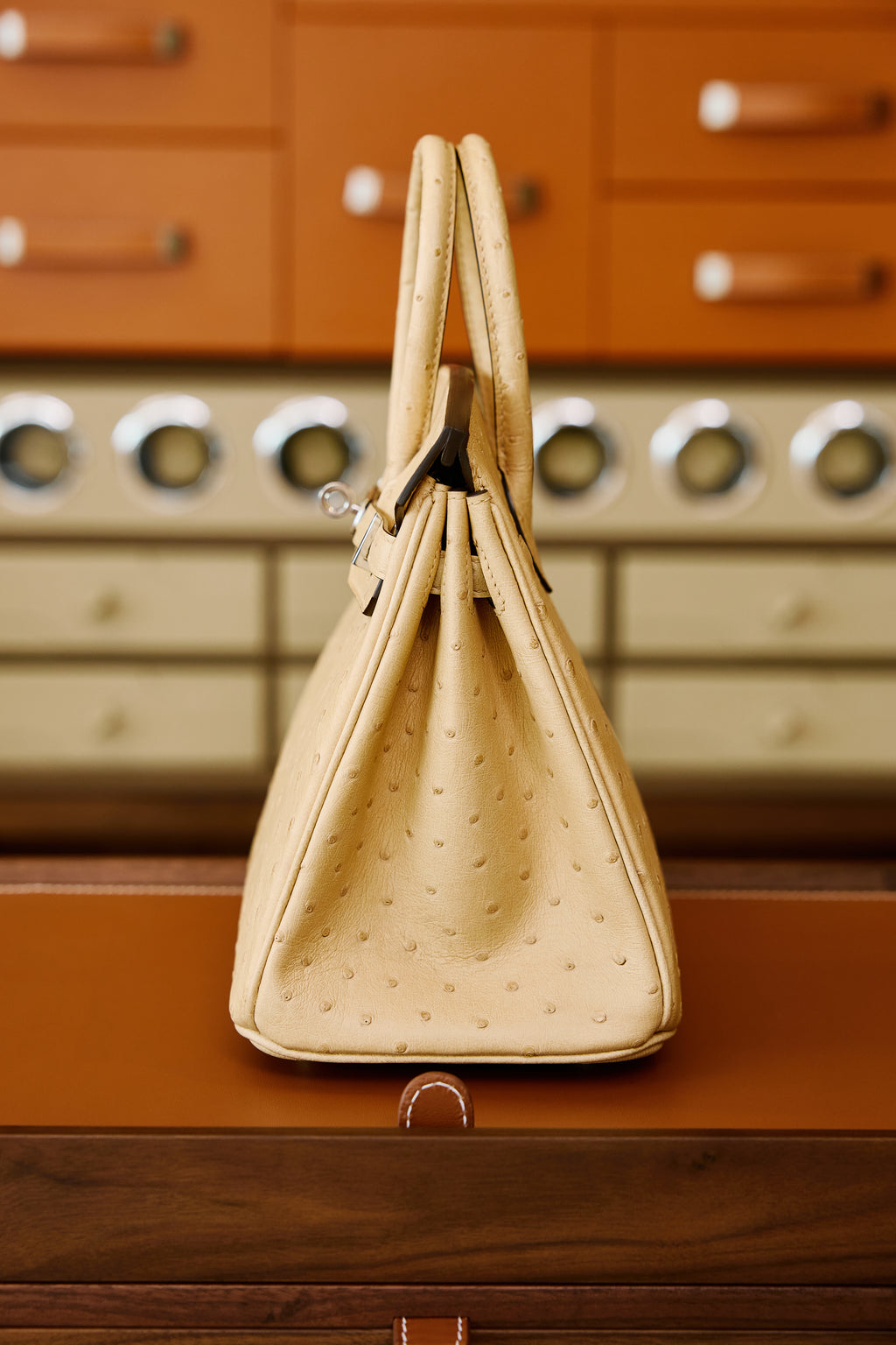 Birkin- All Handmade Golden / Sliver Chai  Ostrich leather