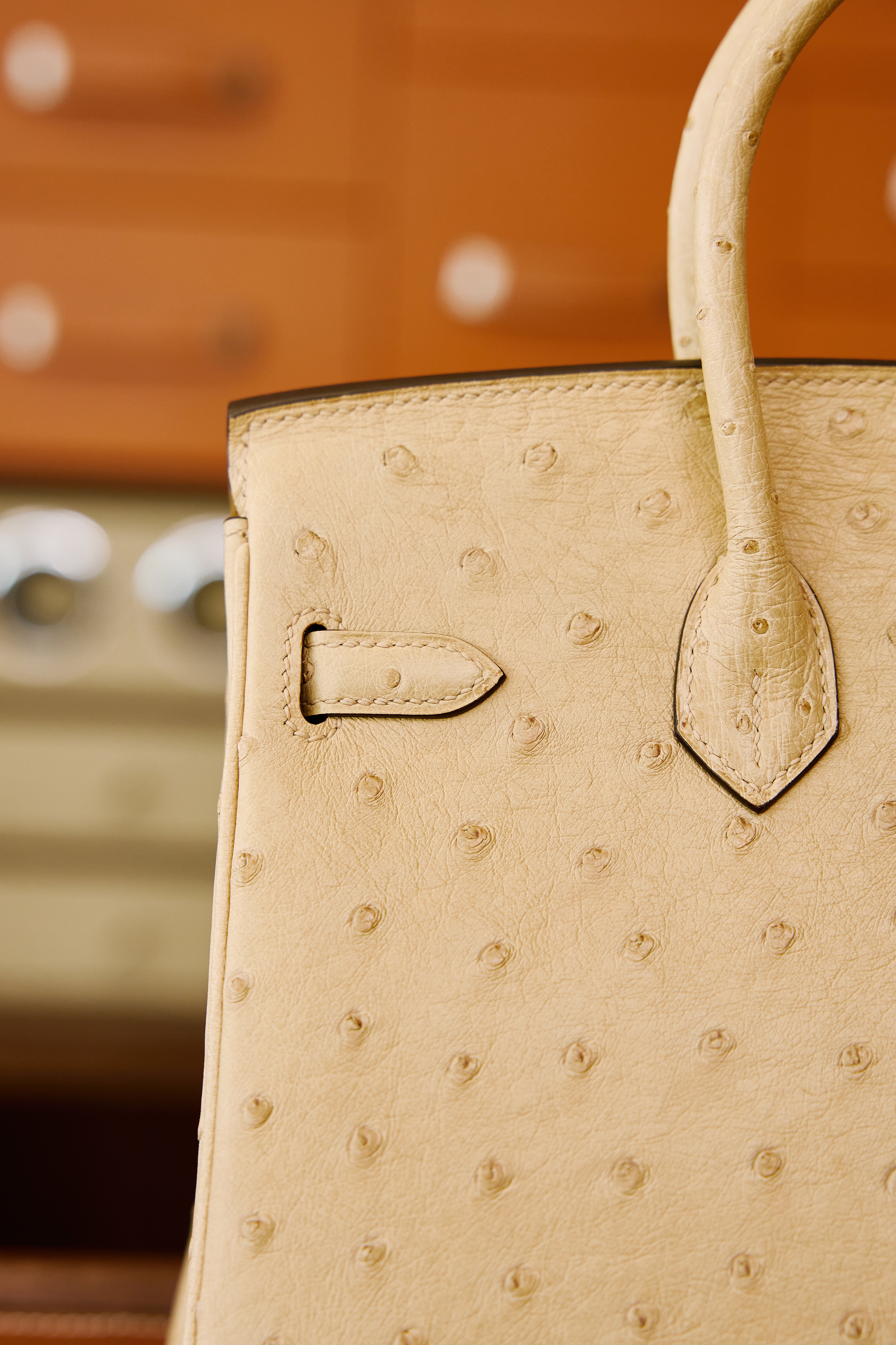 Birkin- All Handmade Golden / Sliver Chai  Ostrich leather