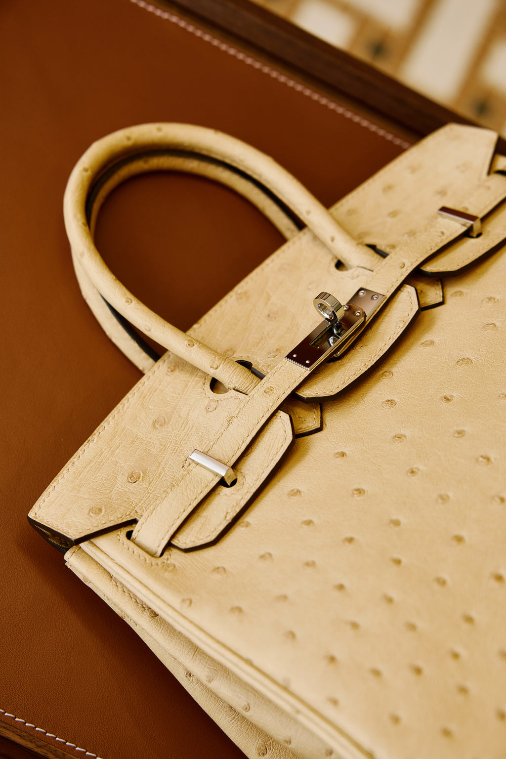 Birkin- All Handmade Golden / Sliver Chai  Ostrich leather