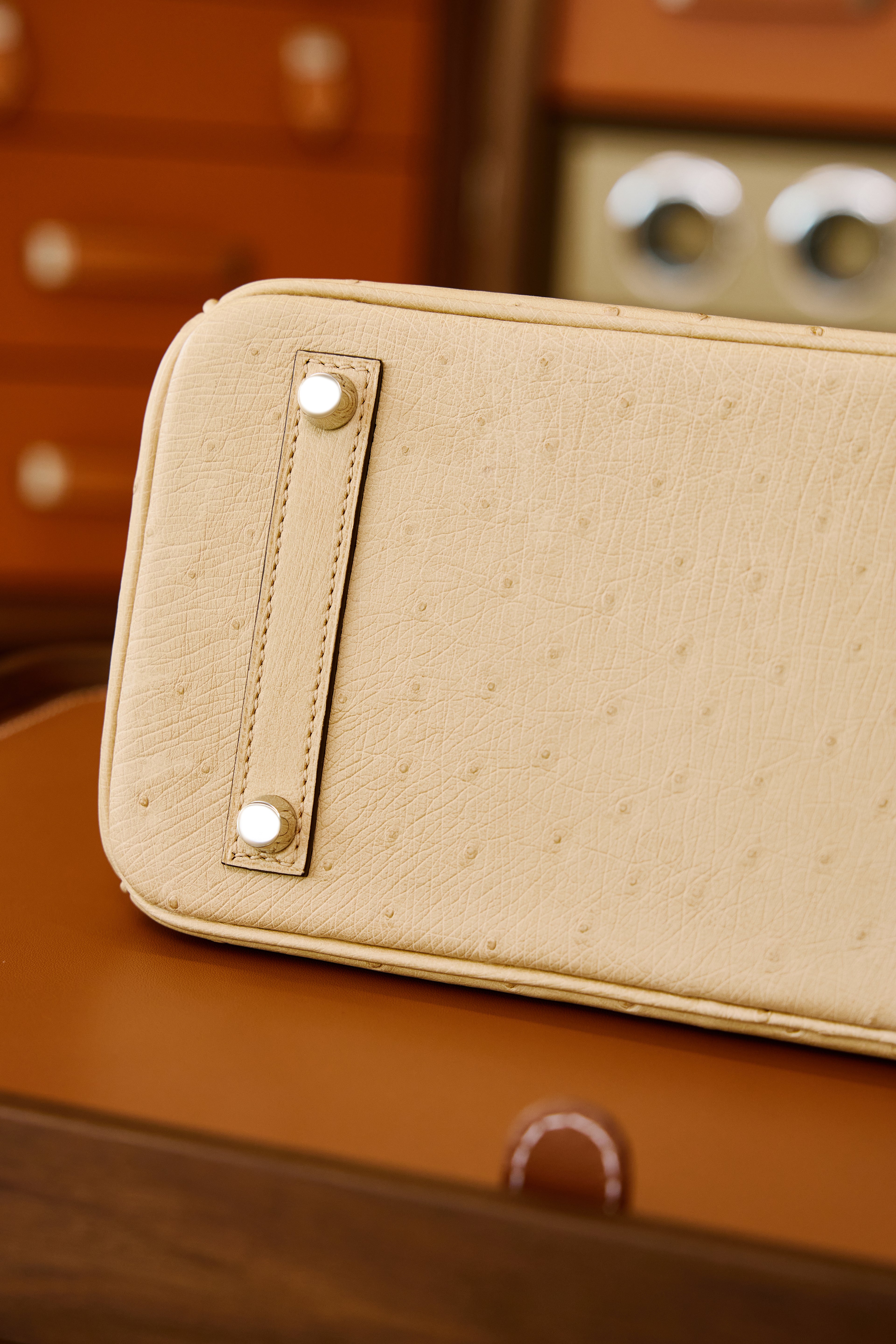 Birkin- All Handmade Golden / Sliver Chai  Ostrich leather