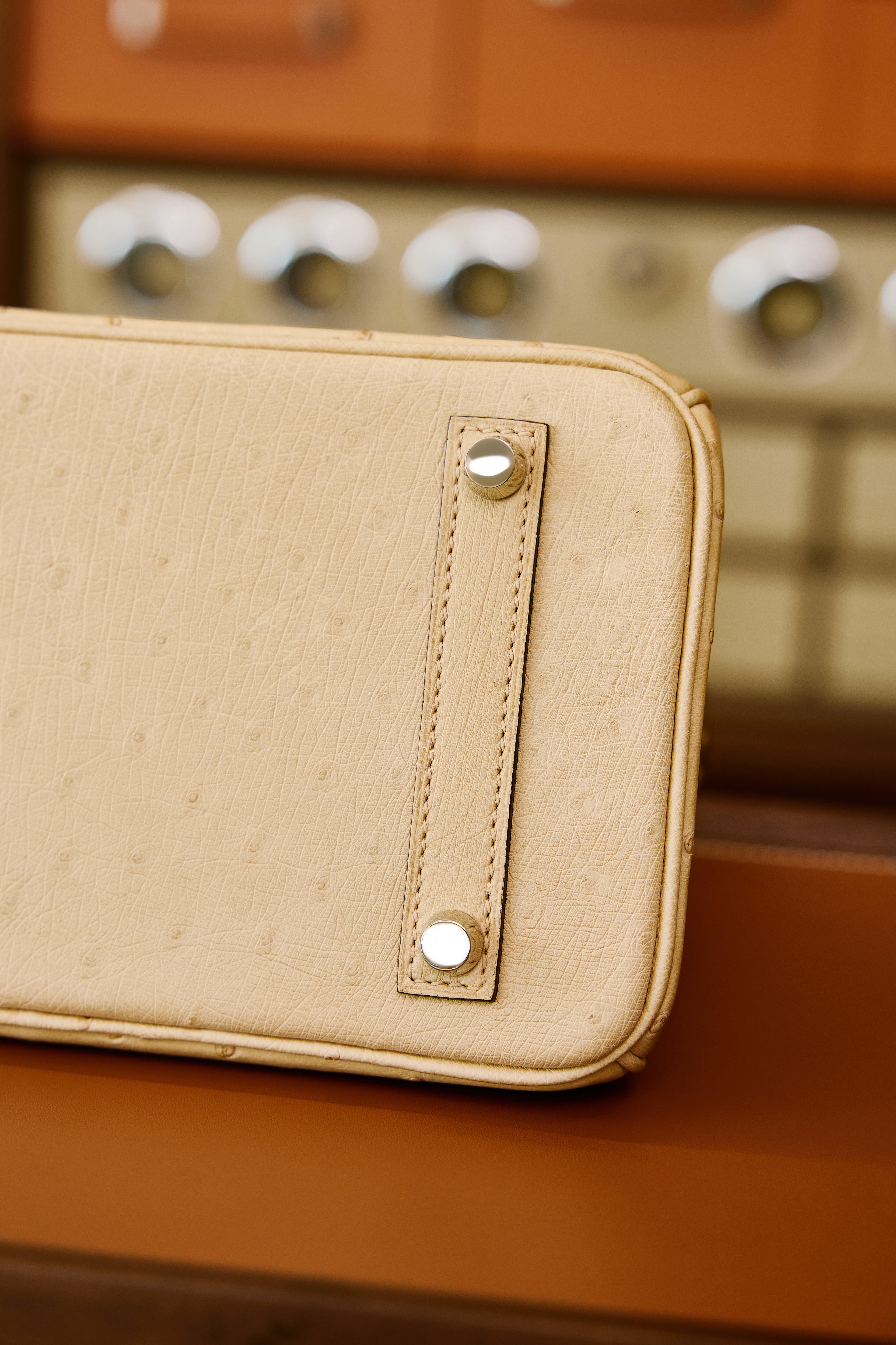 Birkin- All Handmade Golden / Sliver Chai  Ostrich leather