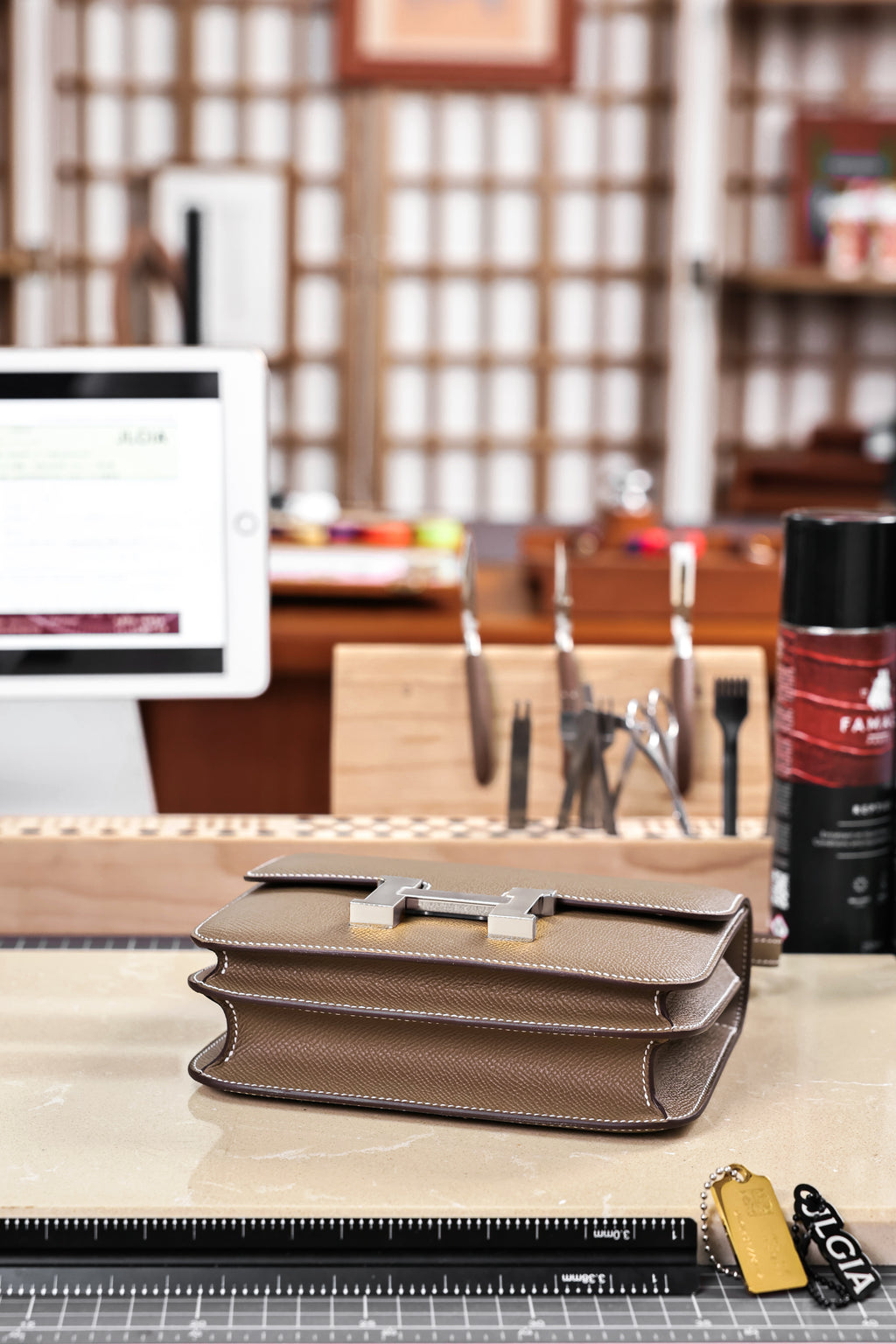 Constance- All Handmade Golden / Sliver Hardware Etoupe Ep eather