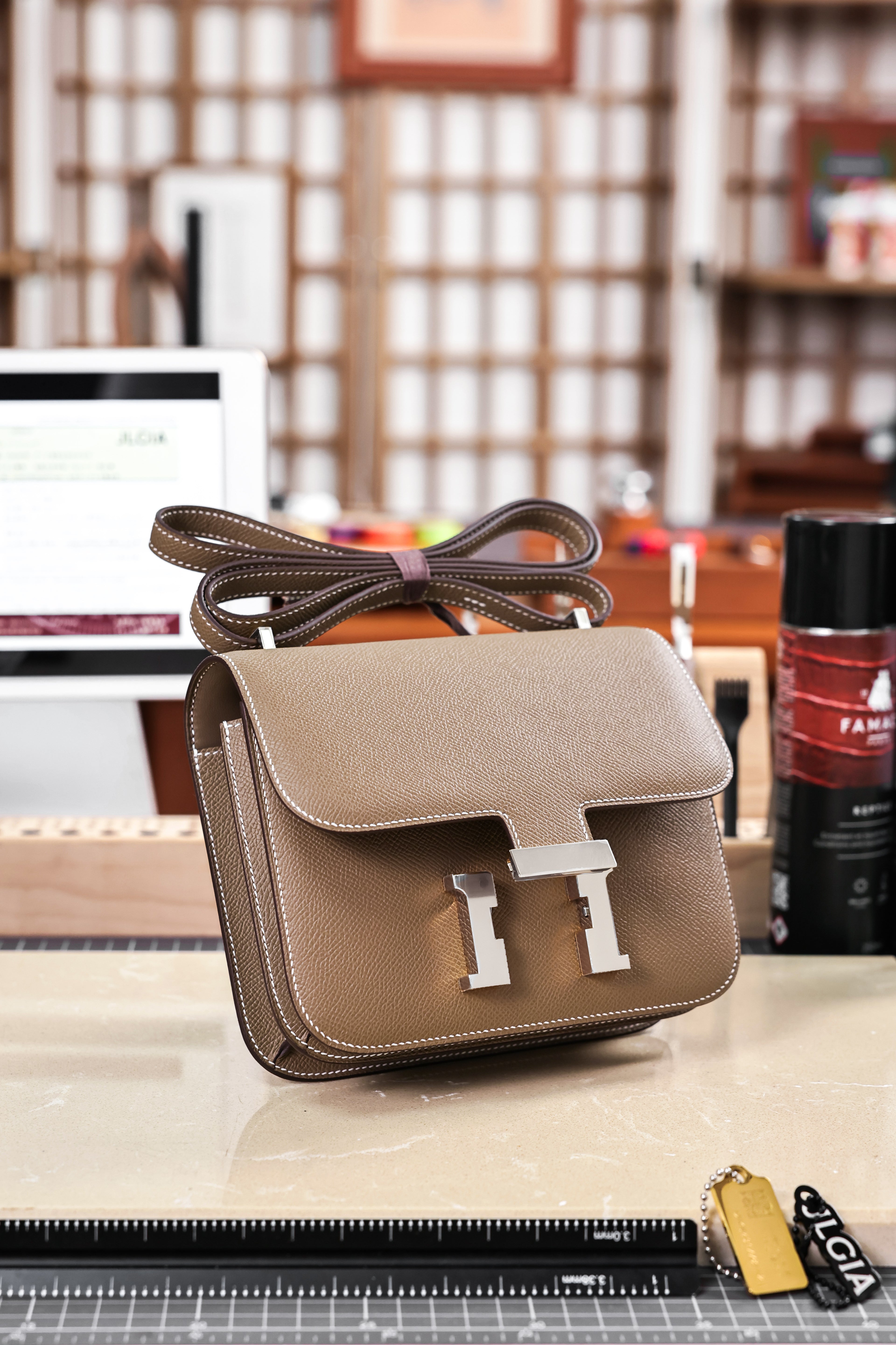 Constance- All Handmade Golden / Sliver Hardware Etoupe Ep eather