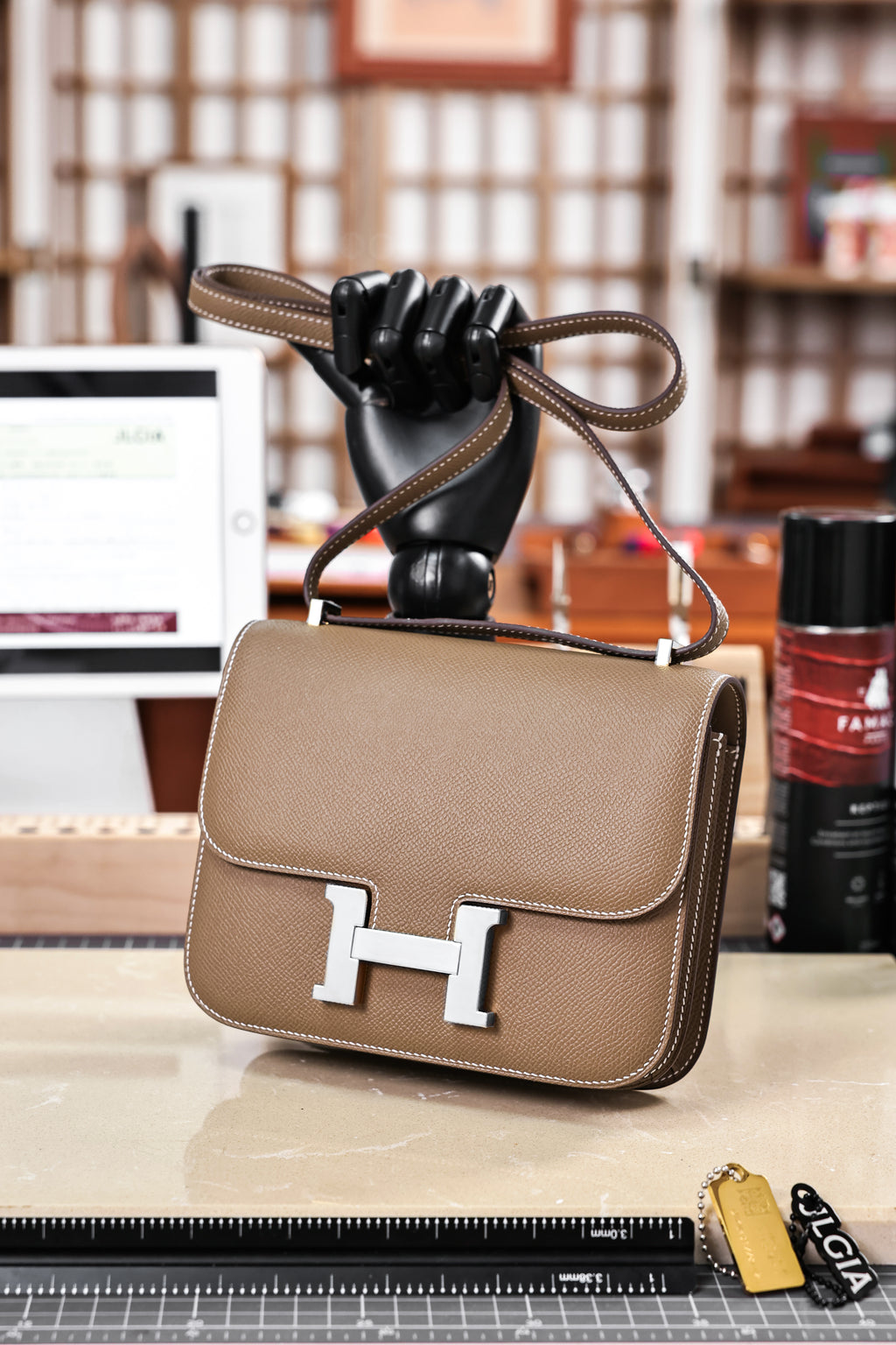 Constance- All Handmade Golden / Sliver Hardware Etoupe Ep eather