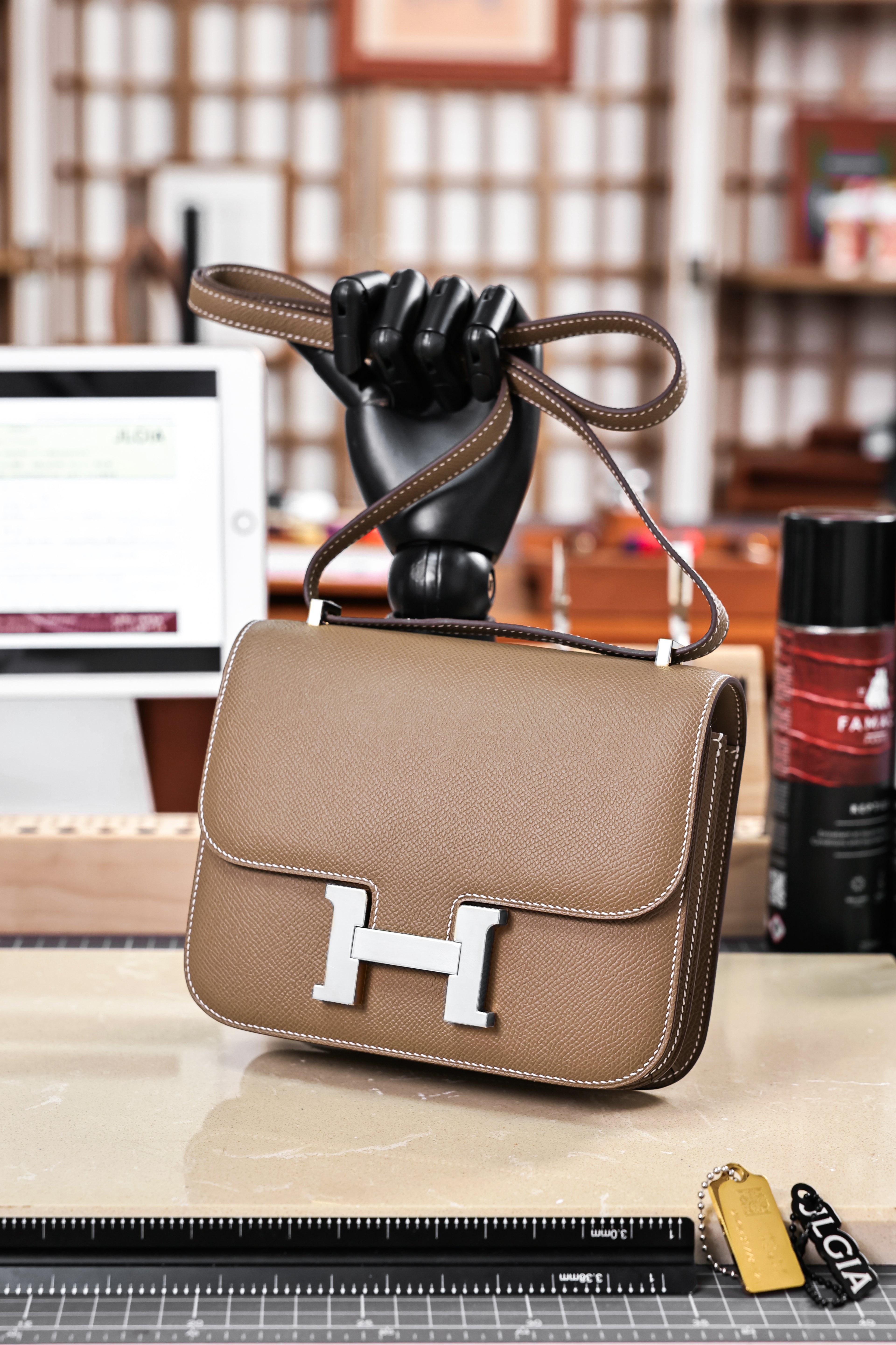 Constance- All Handmade Golden / Sliver Hardware Etoupe Ep eather