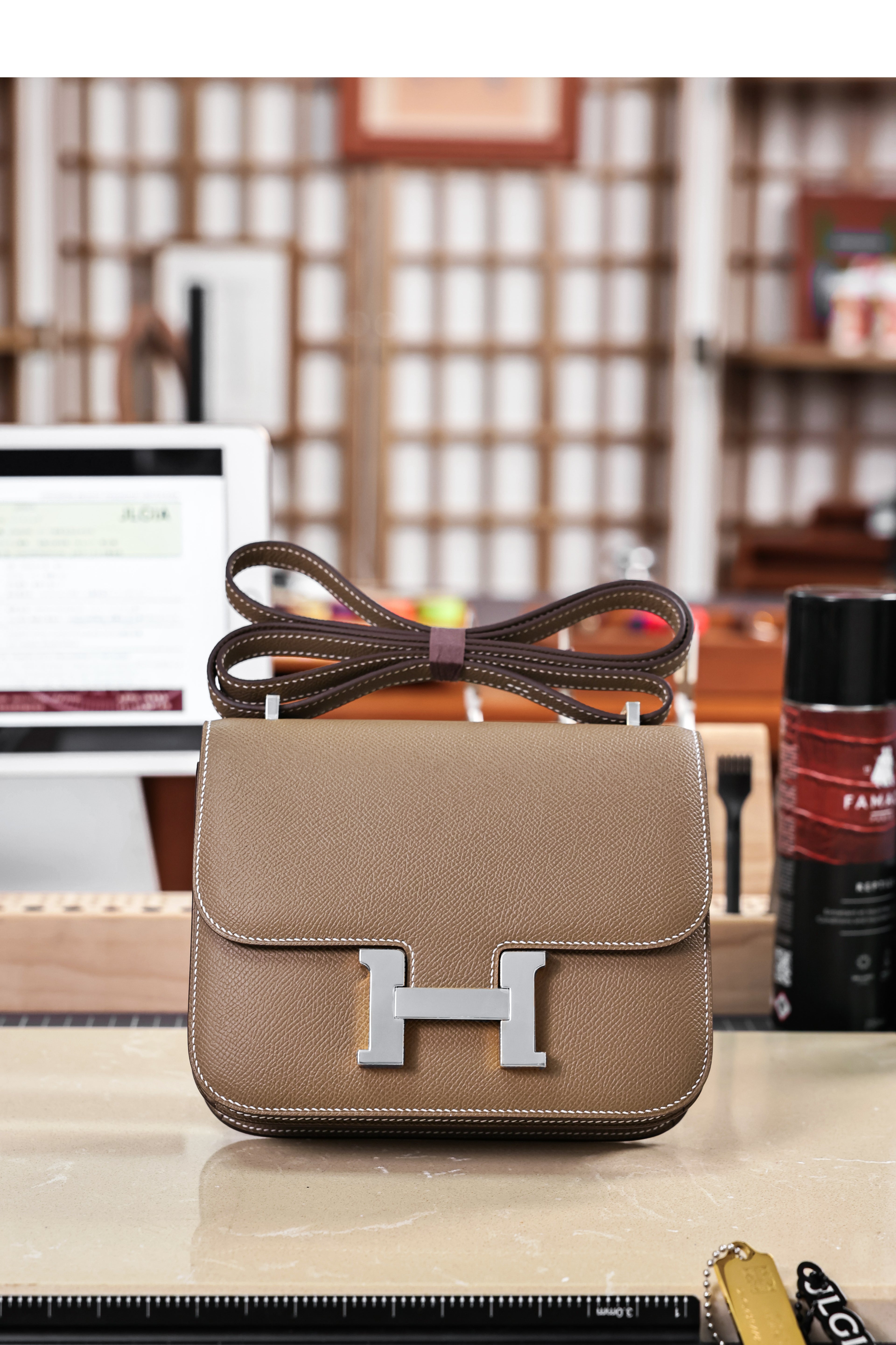 Constance- All Handmade Golden / Sliver Hardware Etoupe Ep eather