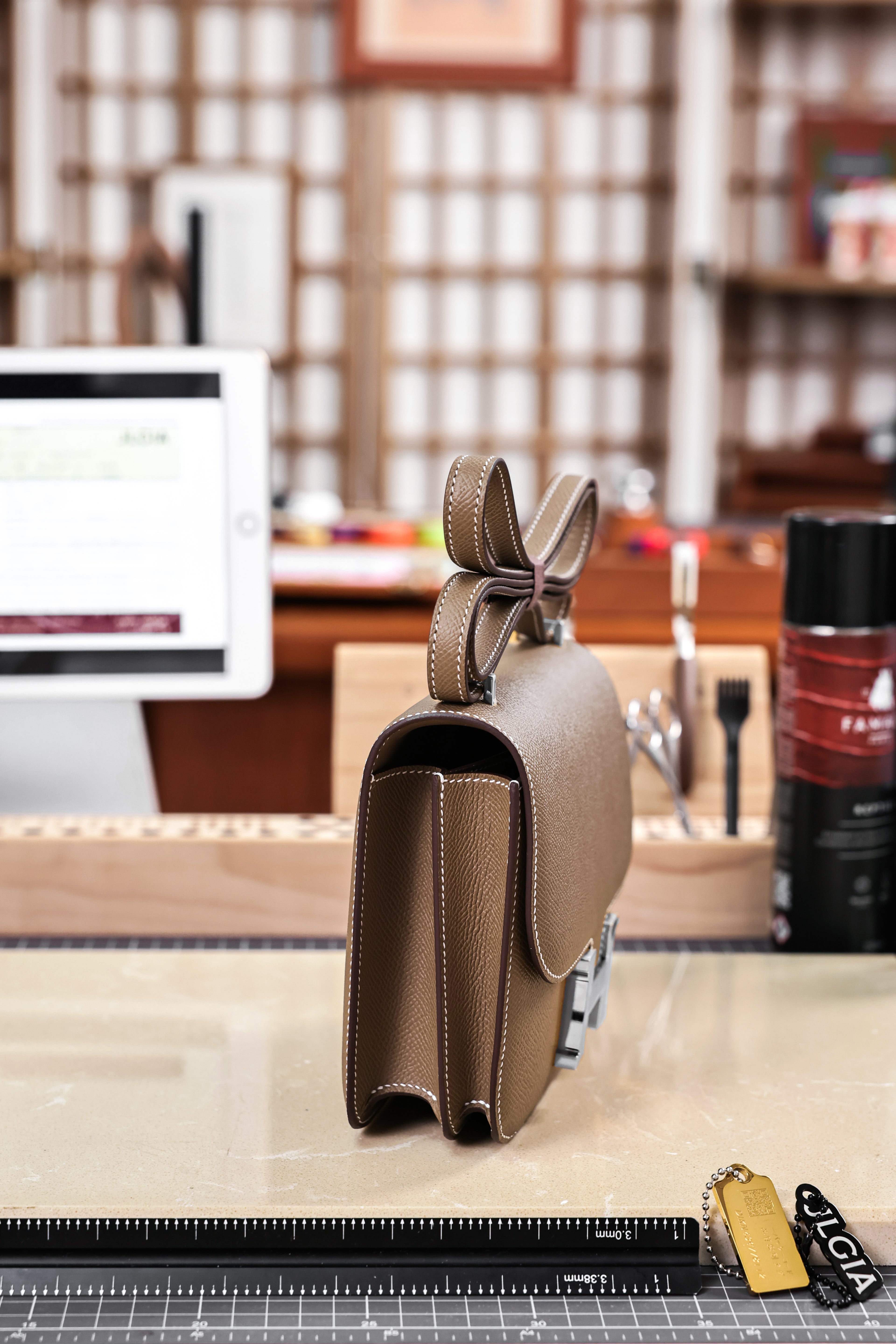 Constance- All Handmade Golden / Sliver Hardware Etoupe Ep eather