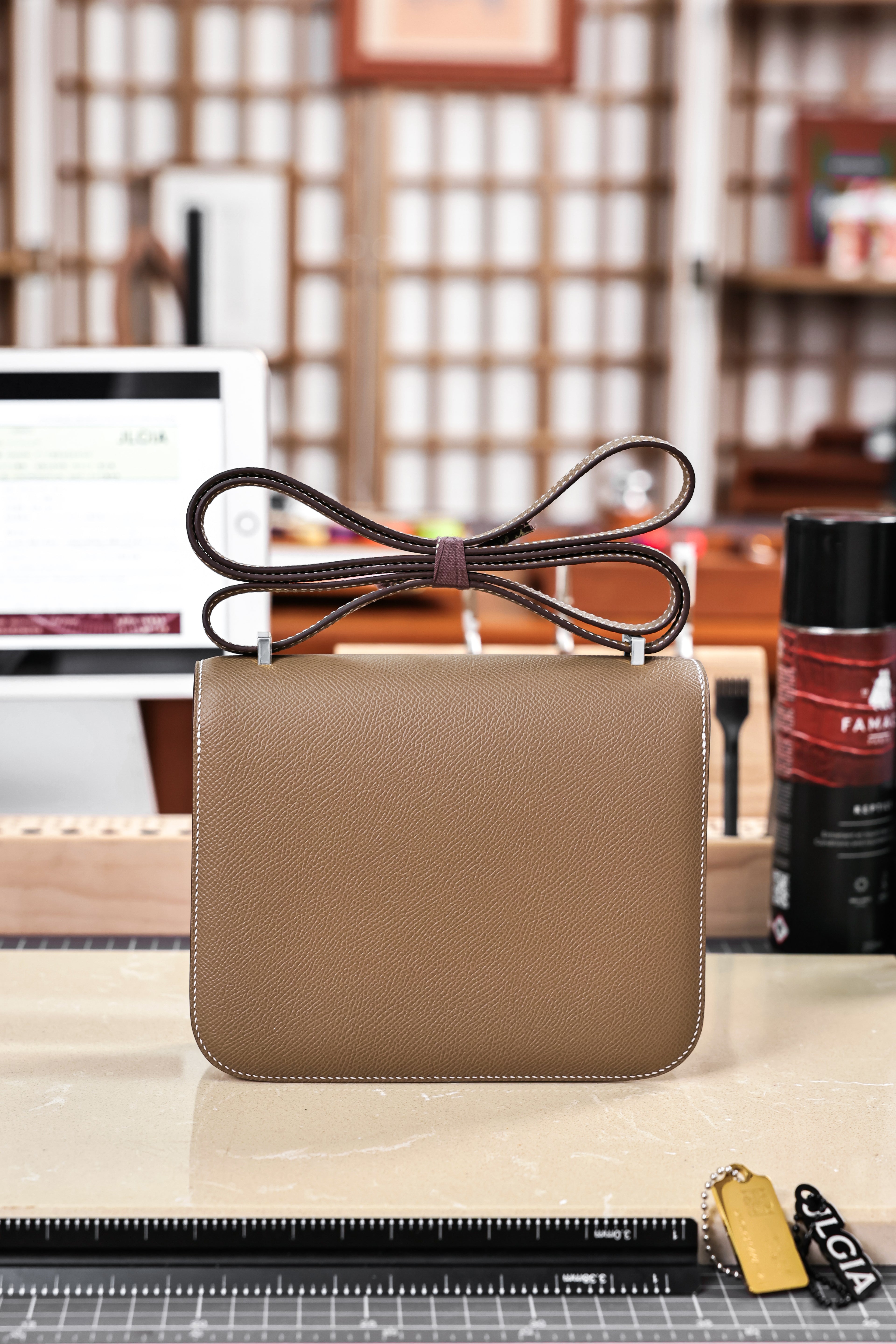 Constance- All Handmade Golden / Sliver Hardware Etoupe Ep eather