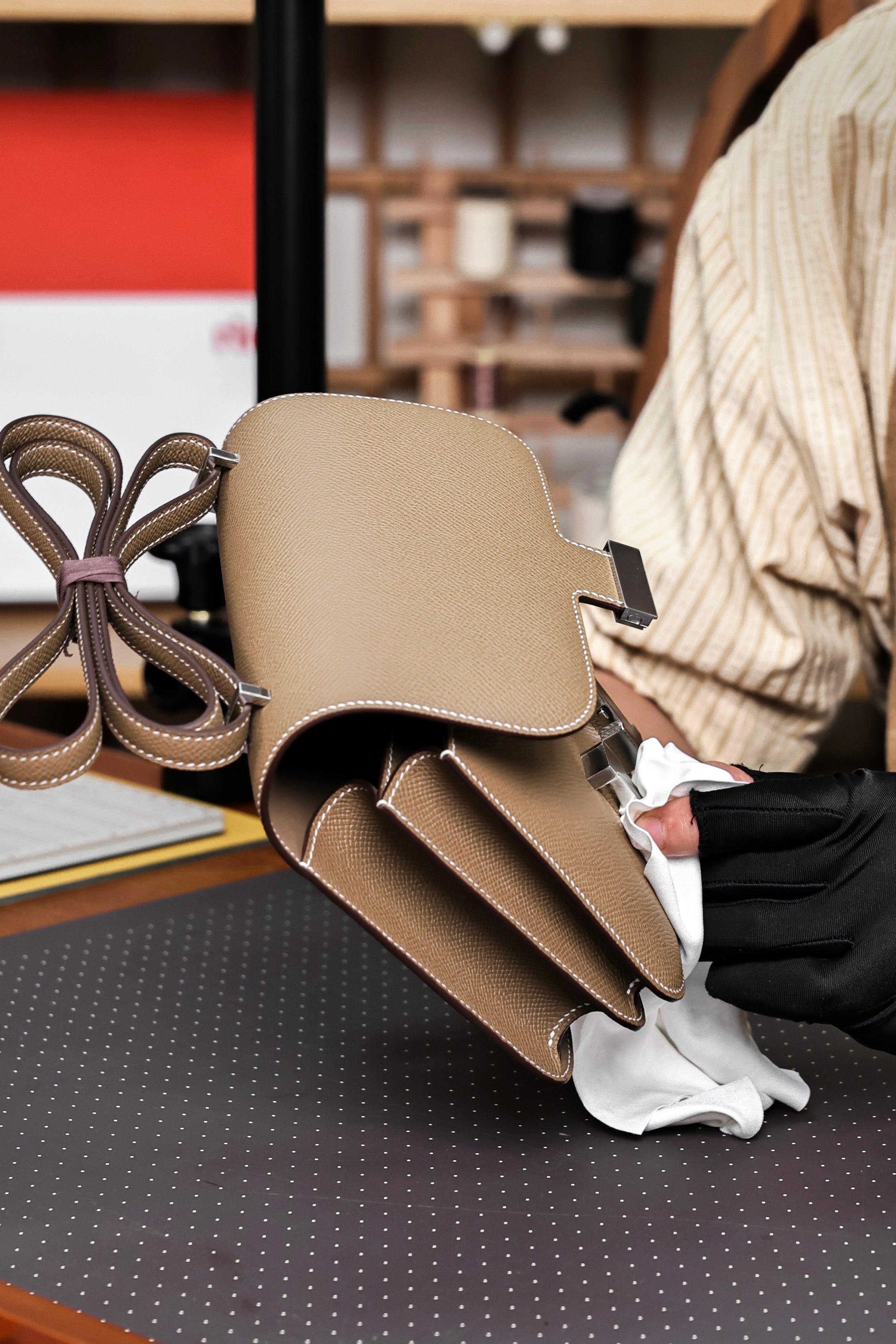 Constance- All Handmade Golden / Sliver Hardware Etoupe Ep eather