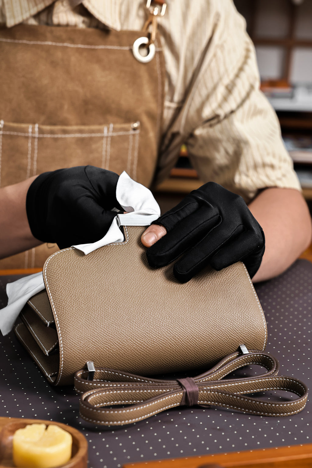 Constance- All Handmade Golden / Sliver Hardware Etoupe Ep eather