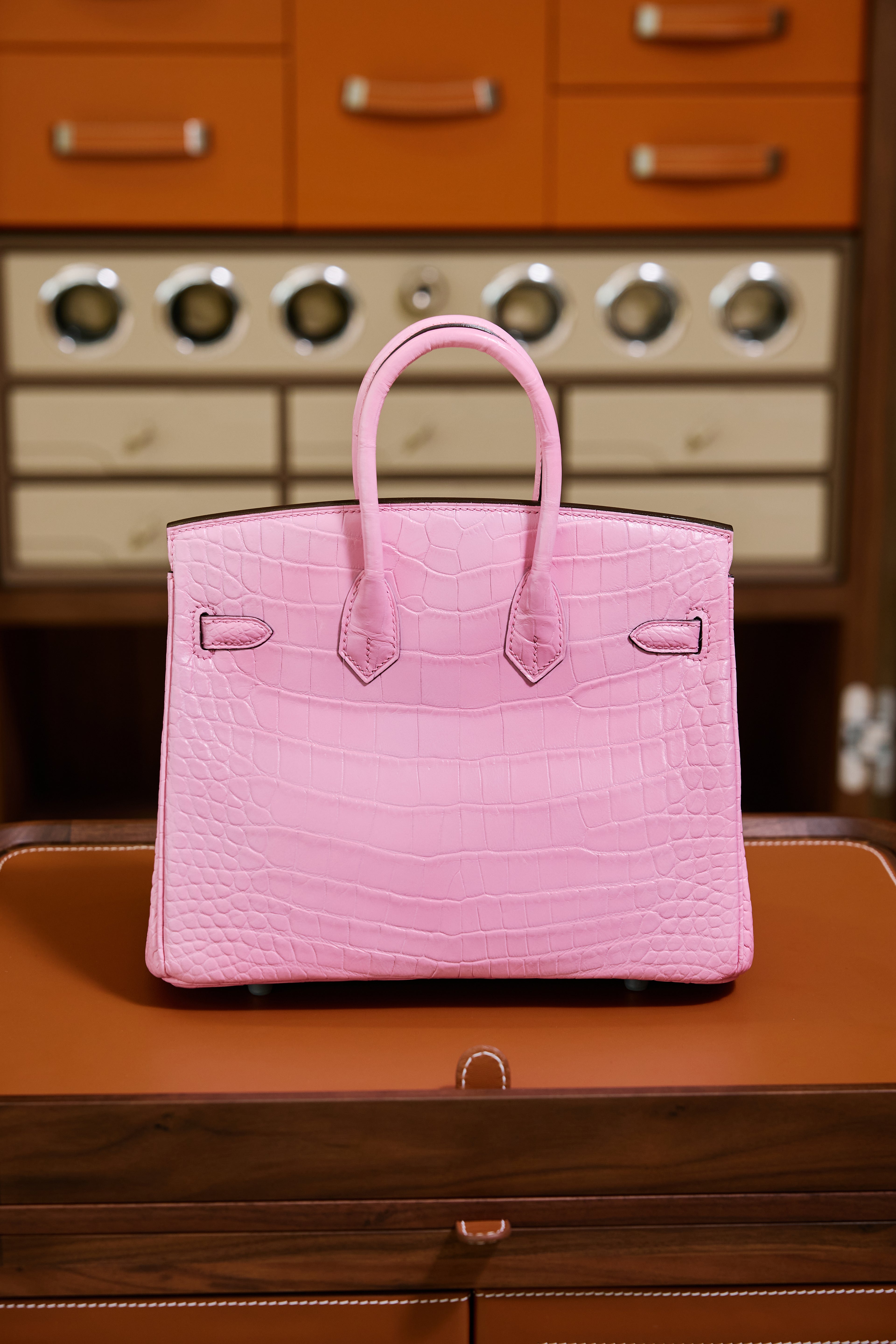 BK-2024 All Handmade Golden / Sliver Hardware Rose confetti Matte Nile crocodile leather