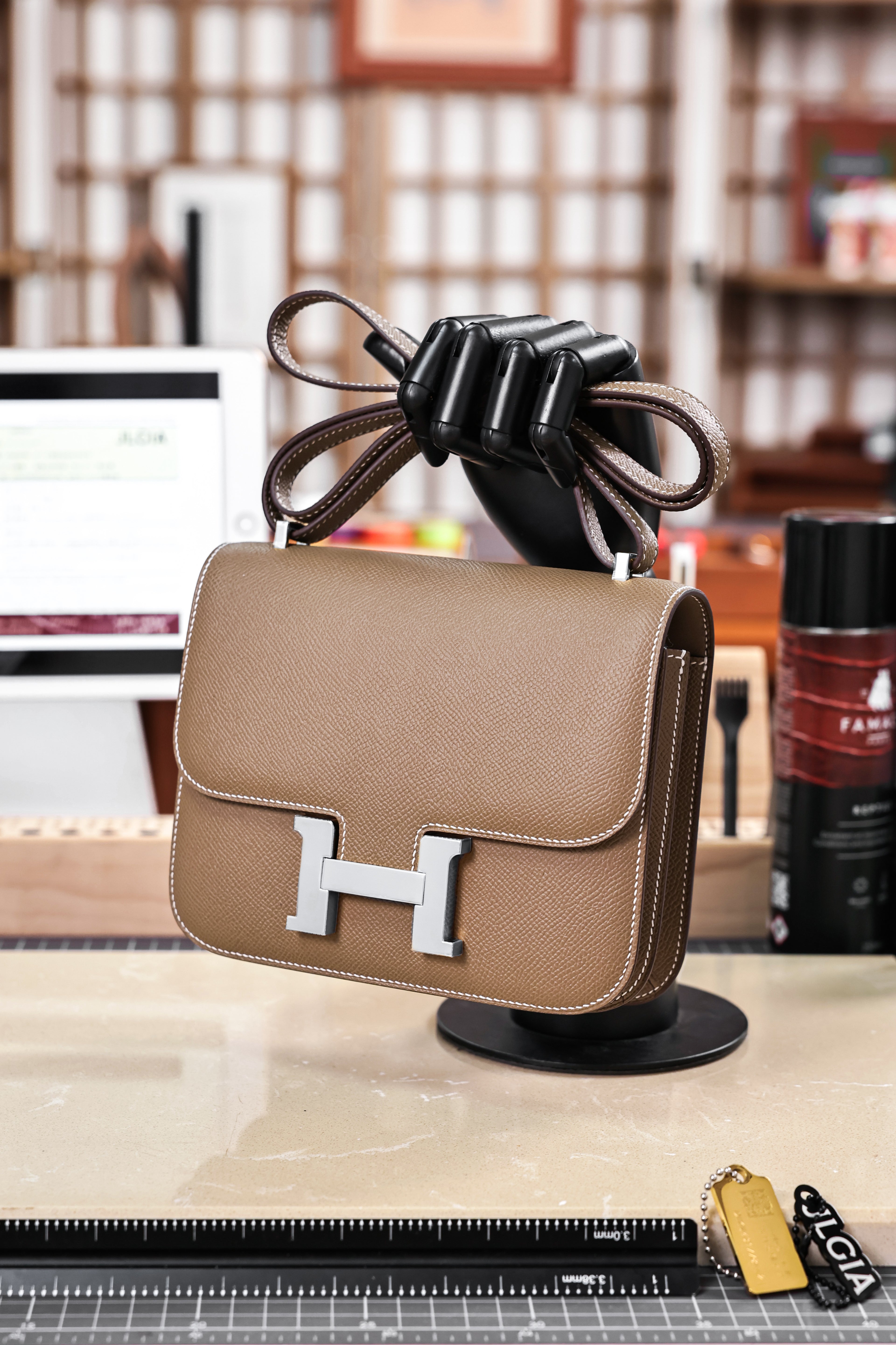 Constance- All Handmade Golden / Sliver Hardware Etoupe Ep eather