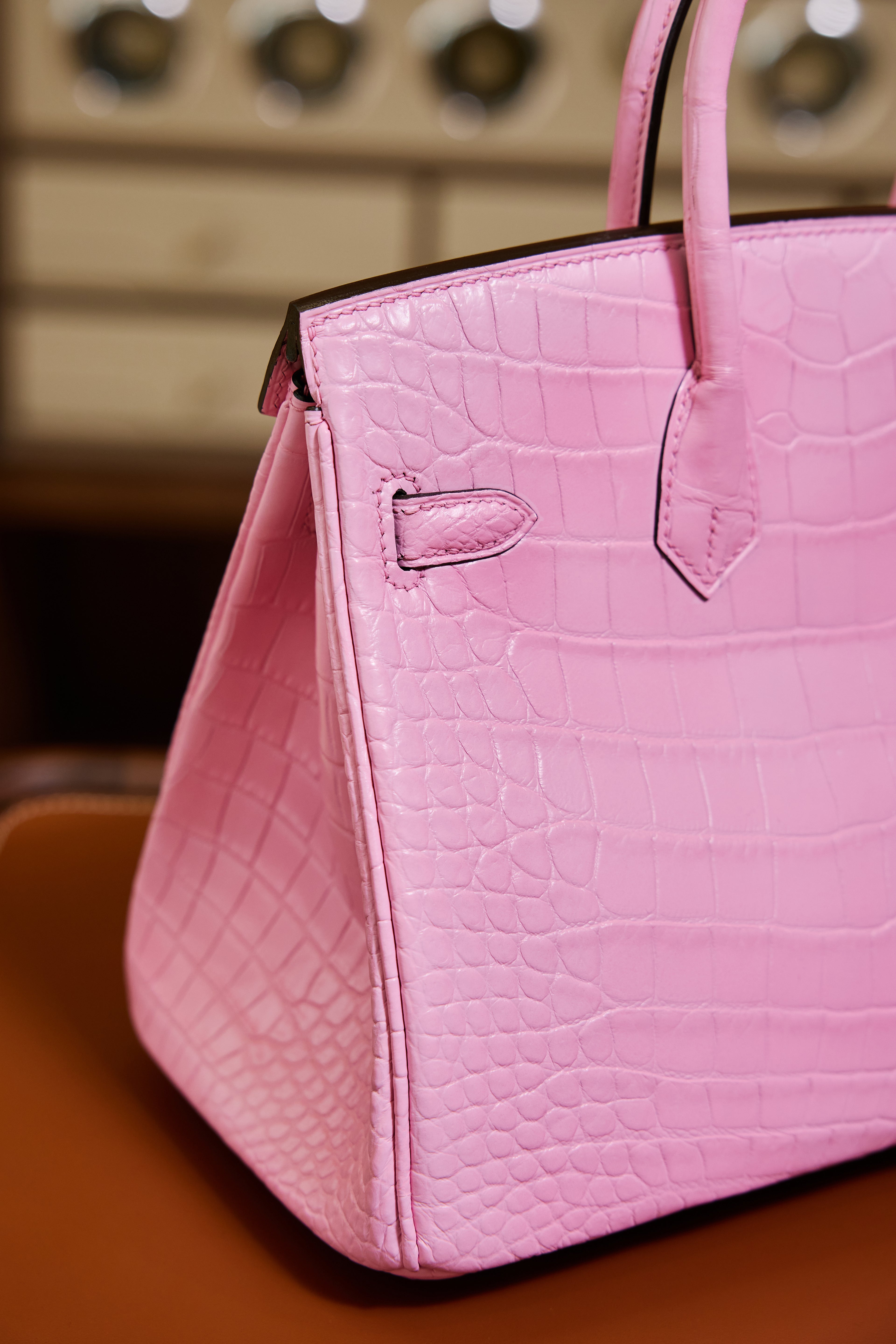 BK-2024 All Handmade Golden / Sliver Hardware Rose confetti Matte Nile crocodile leather