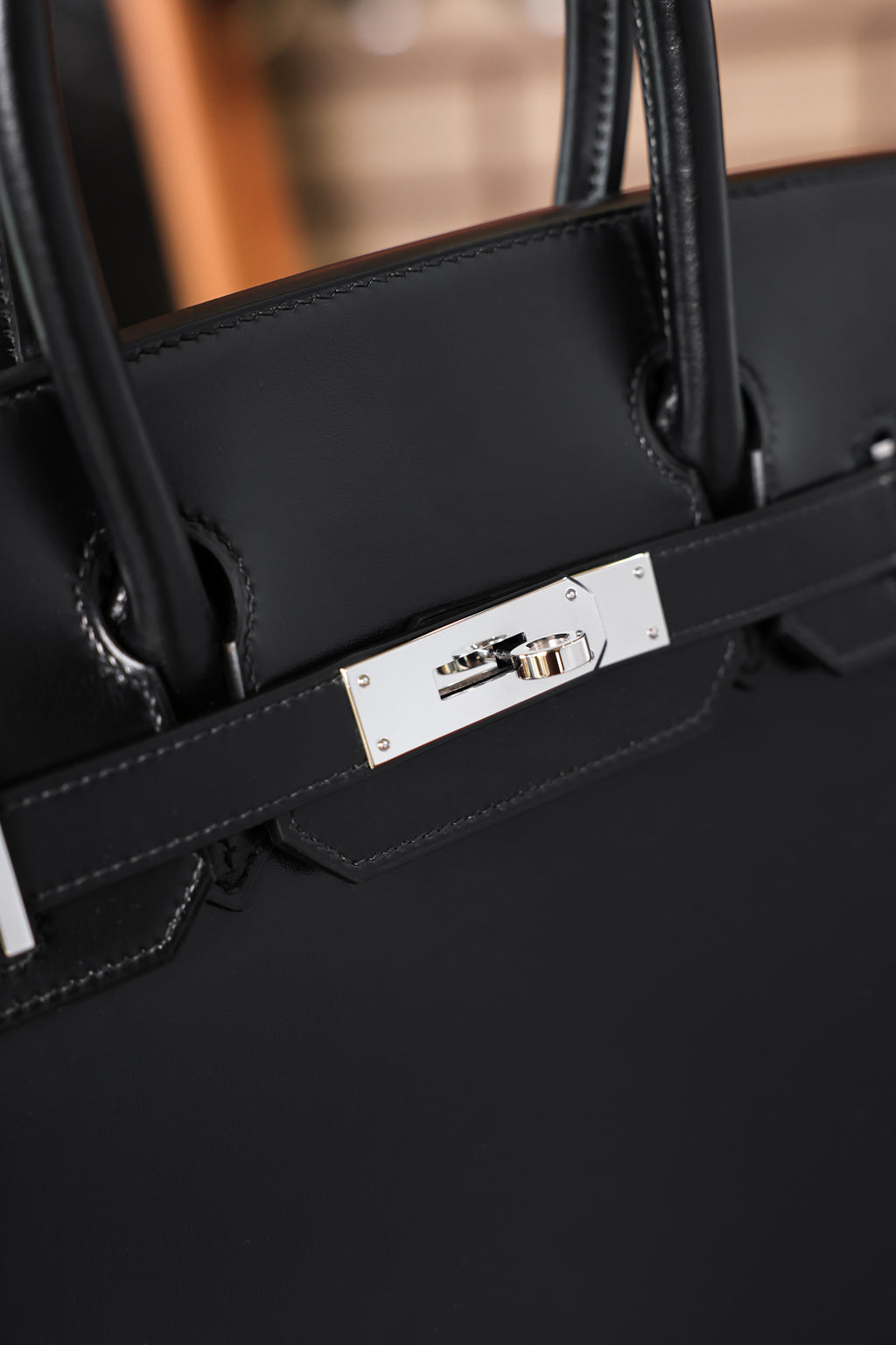 Birkin- All Handmade Golden / Sliver Noir box leather