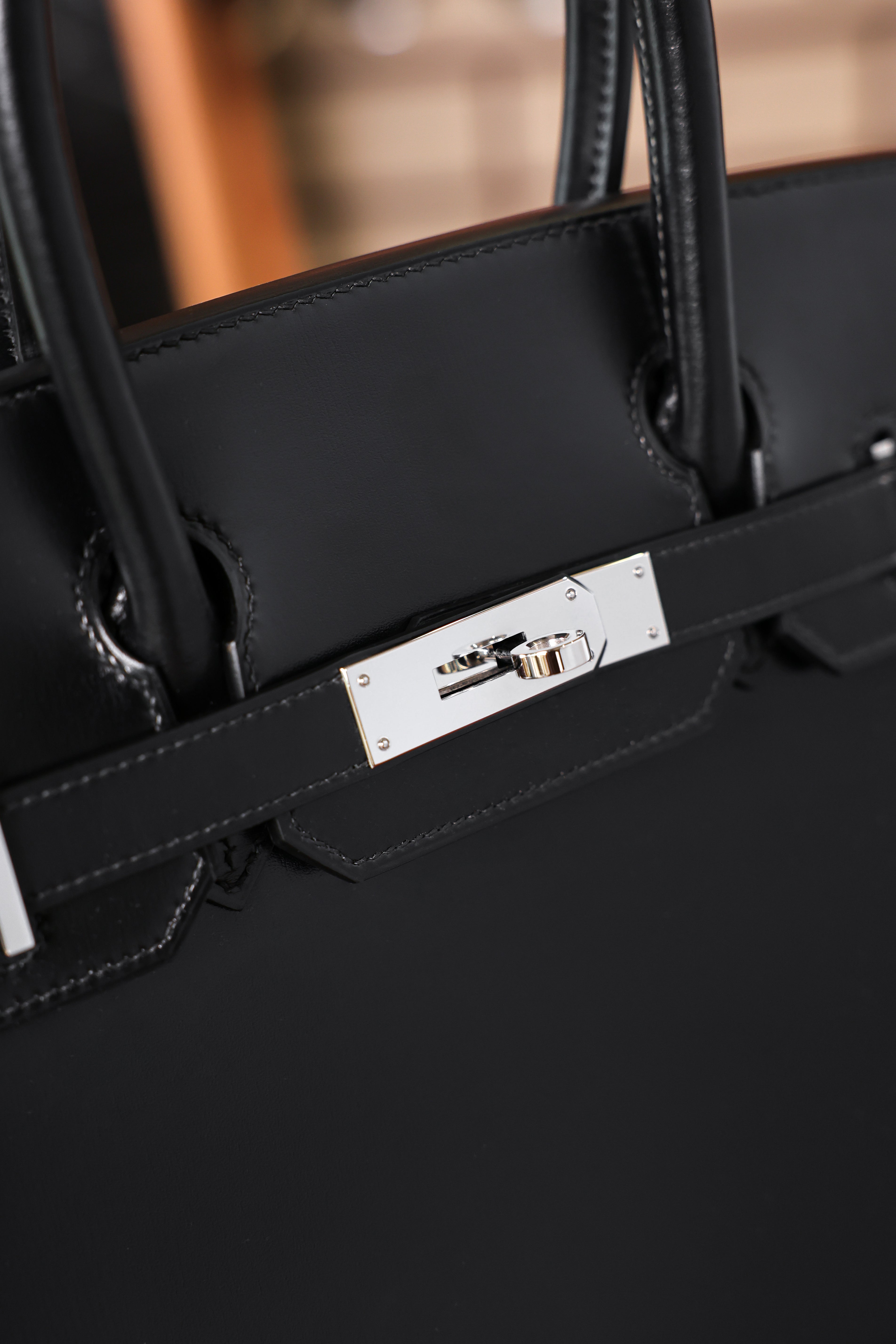 Birkin- All Handmade Golden / Sliver Noir box leather