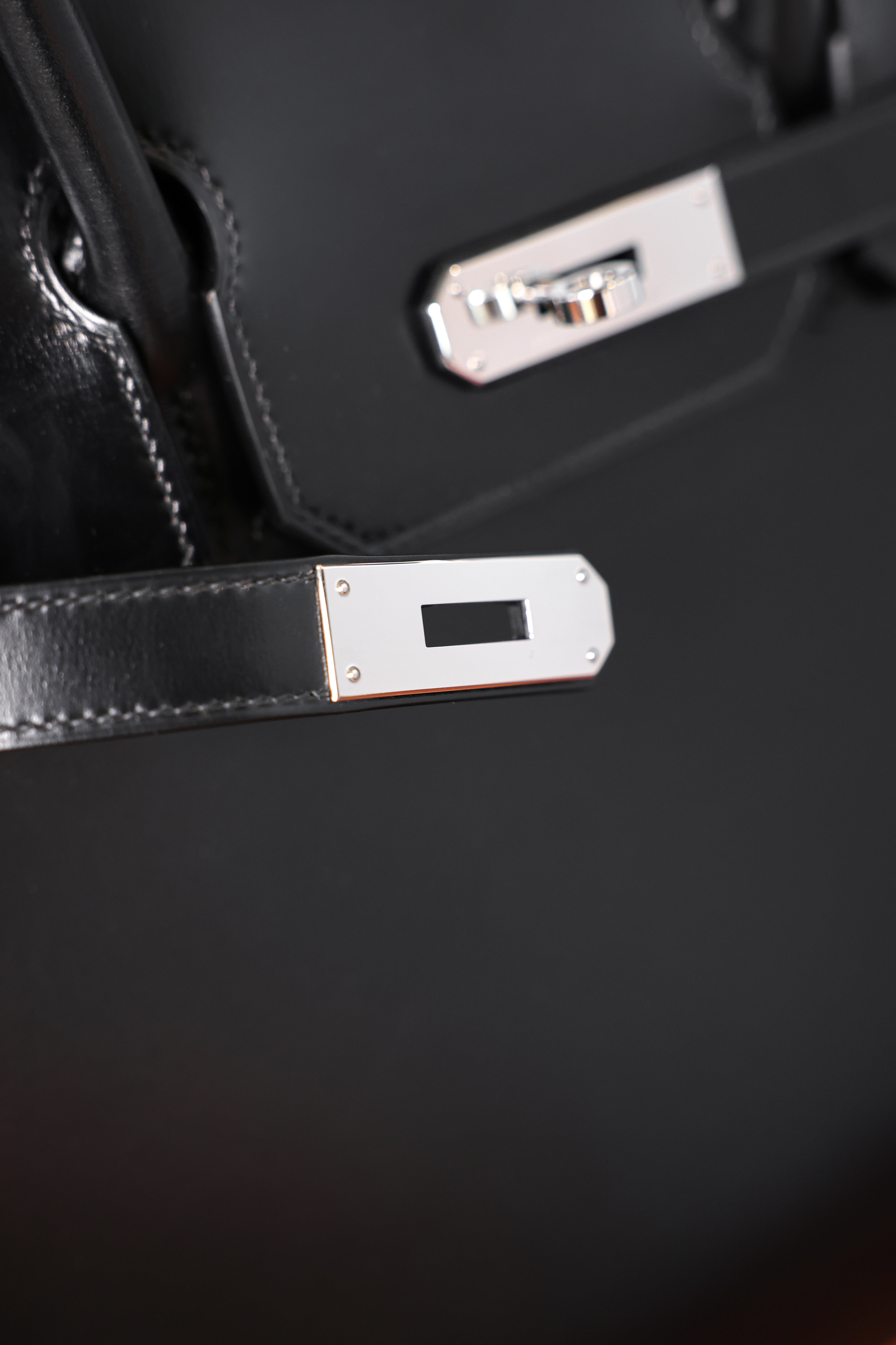 Birkin- All Handmade Golden / Sliver Noir box leather