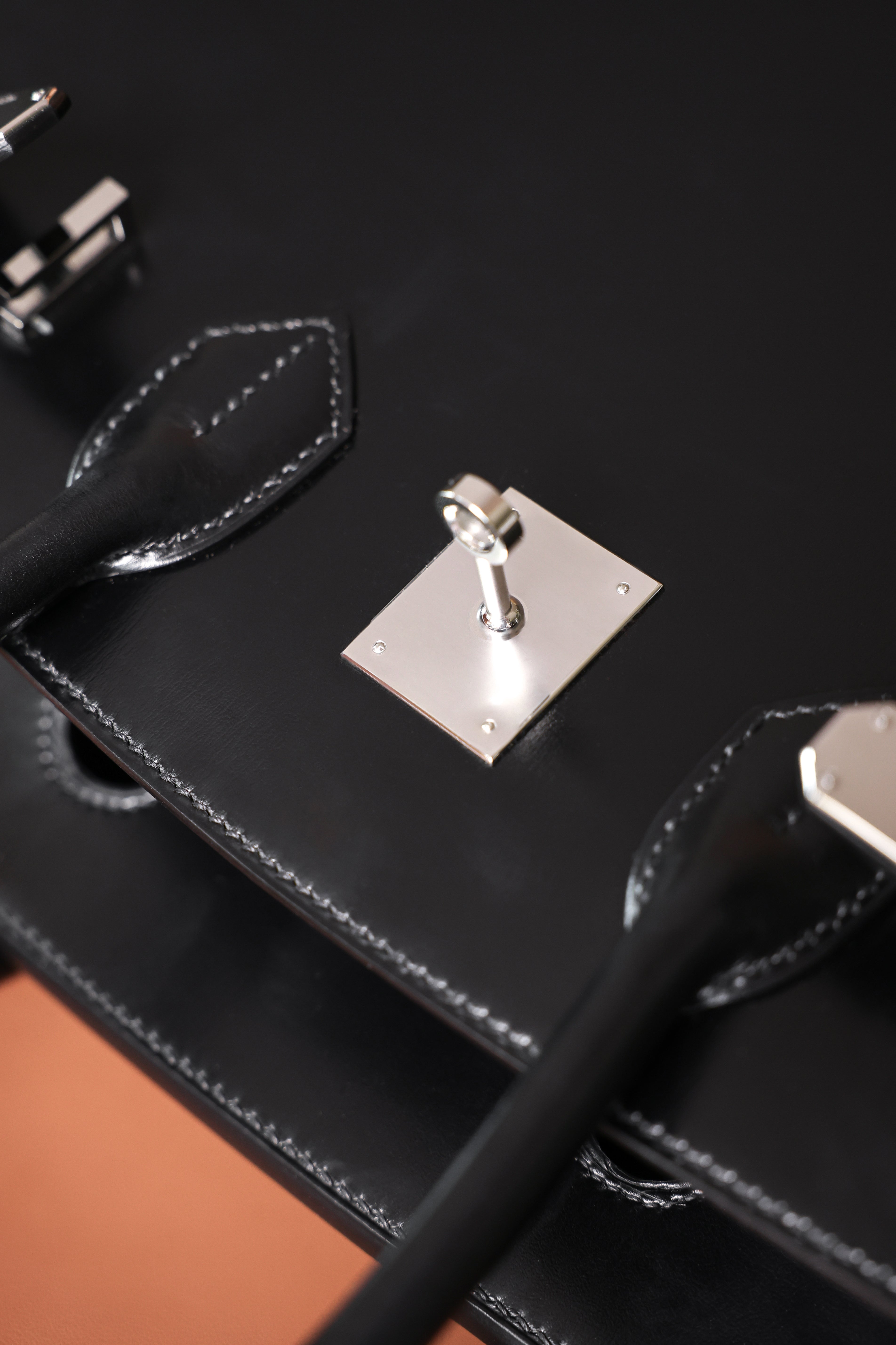 Birkin- All Handmade Golden / Sliver Noir box leather