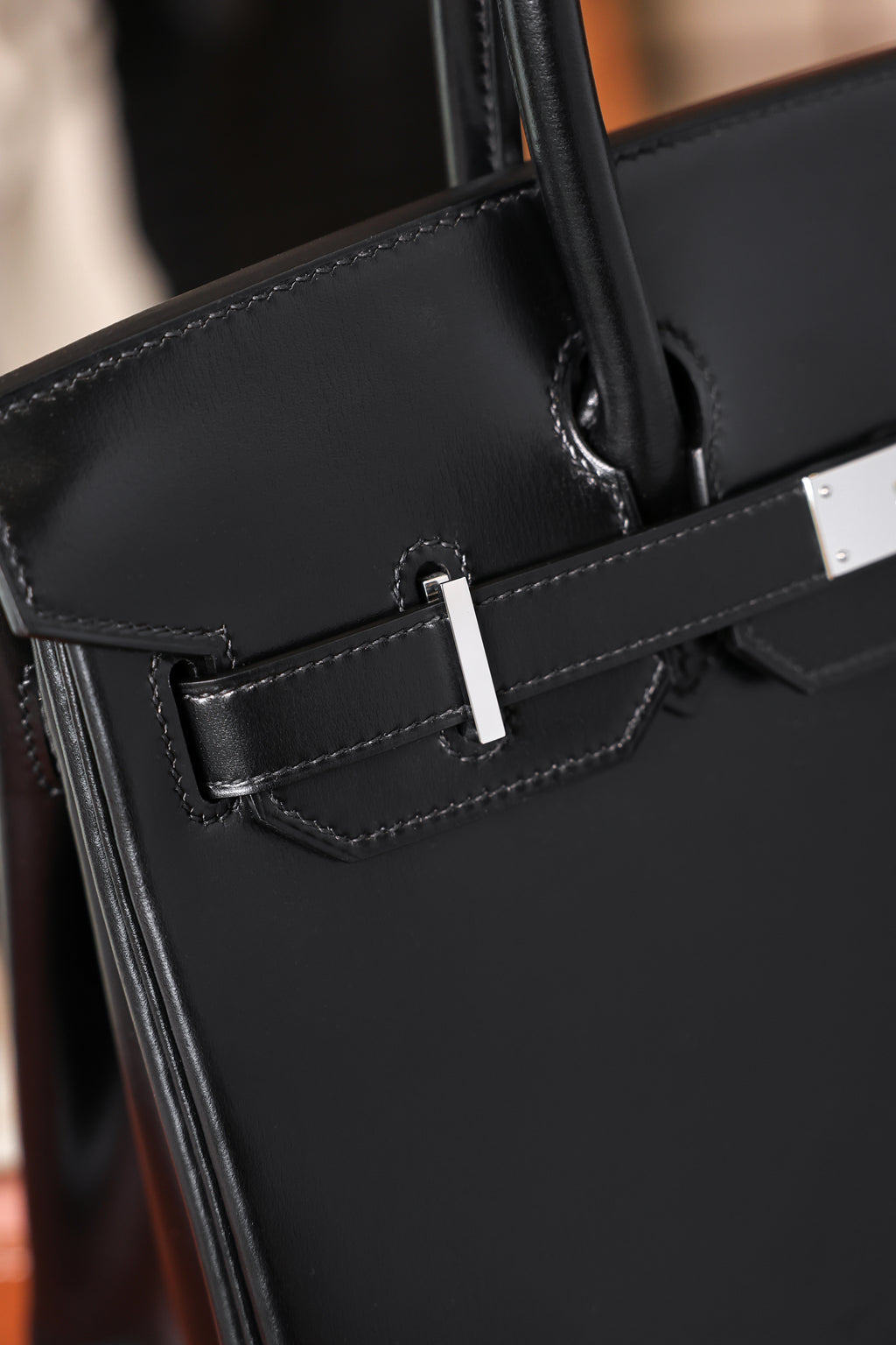 Birkin- All Handmade Golden / Sliver Noir box leather