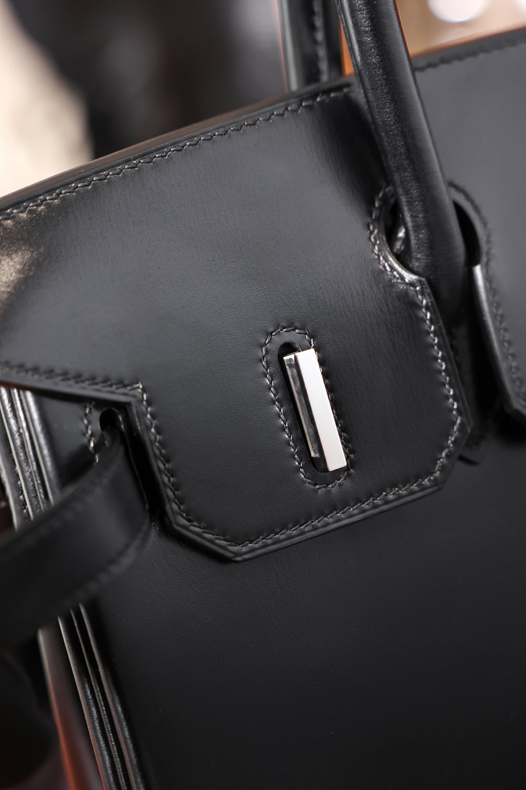 Birkin- All Handmade Golden / Sliver Noir box leather